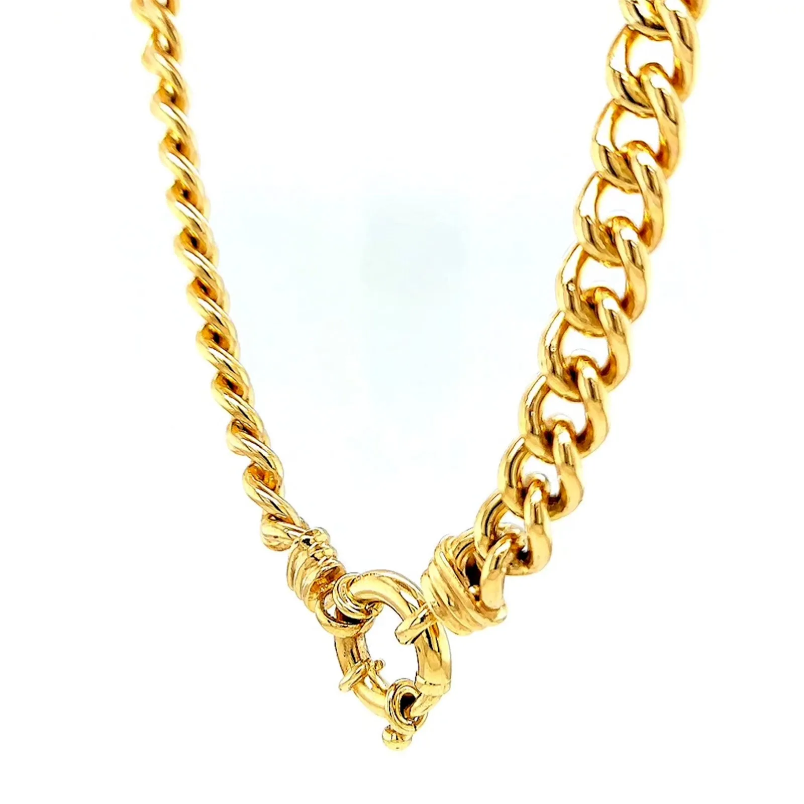 9ct Yellow Gold Silver Filled 50cm Curb with Bolt Ring Necklace