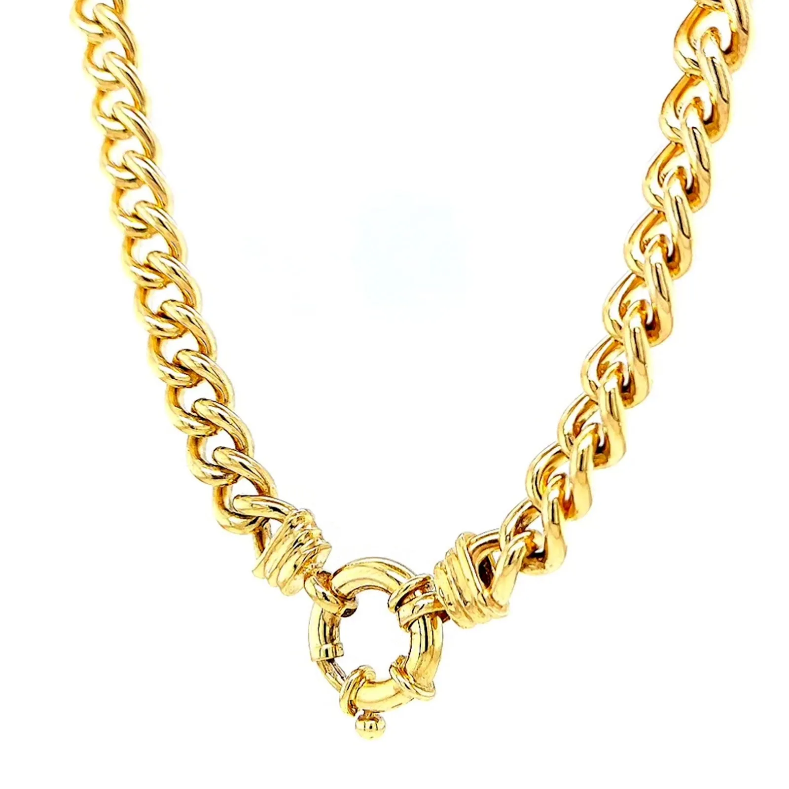 9ct Yellow Gold Silver Filled 50cm Curb with Bolt Ring Necklace