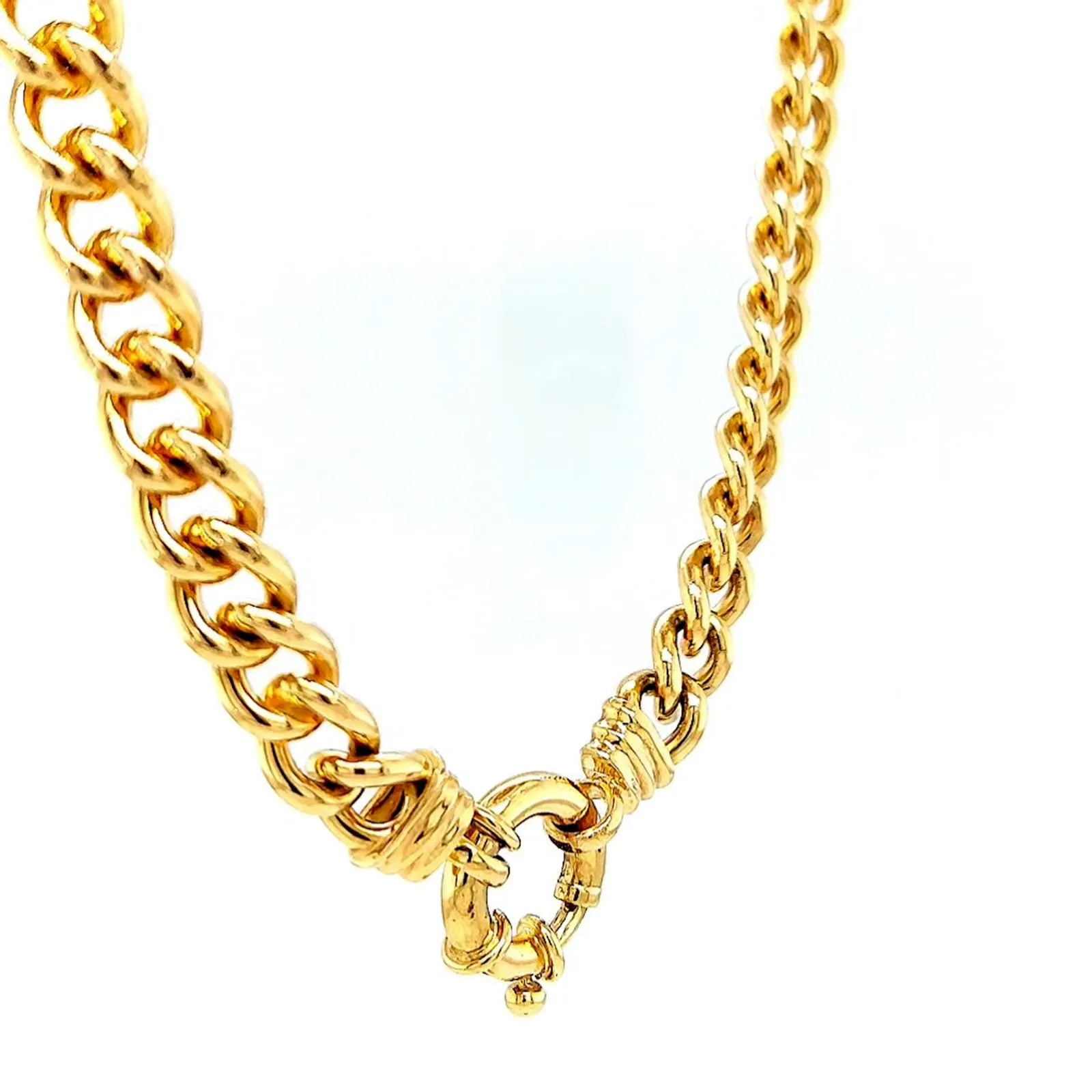 9ct Yellow Gold Silver Filled 50cm Curb with Bolt Ring Necklace