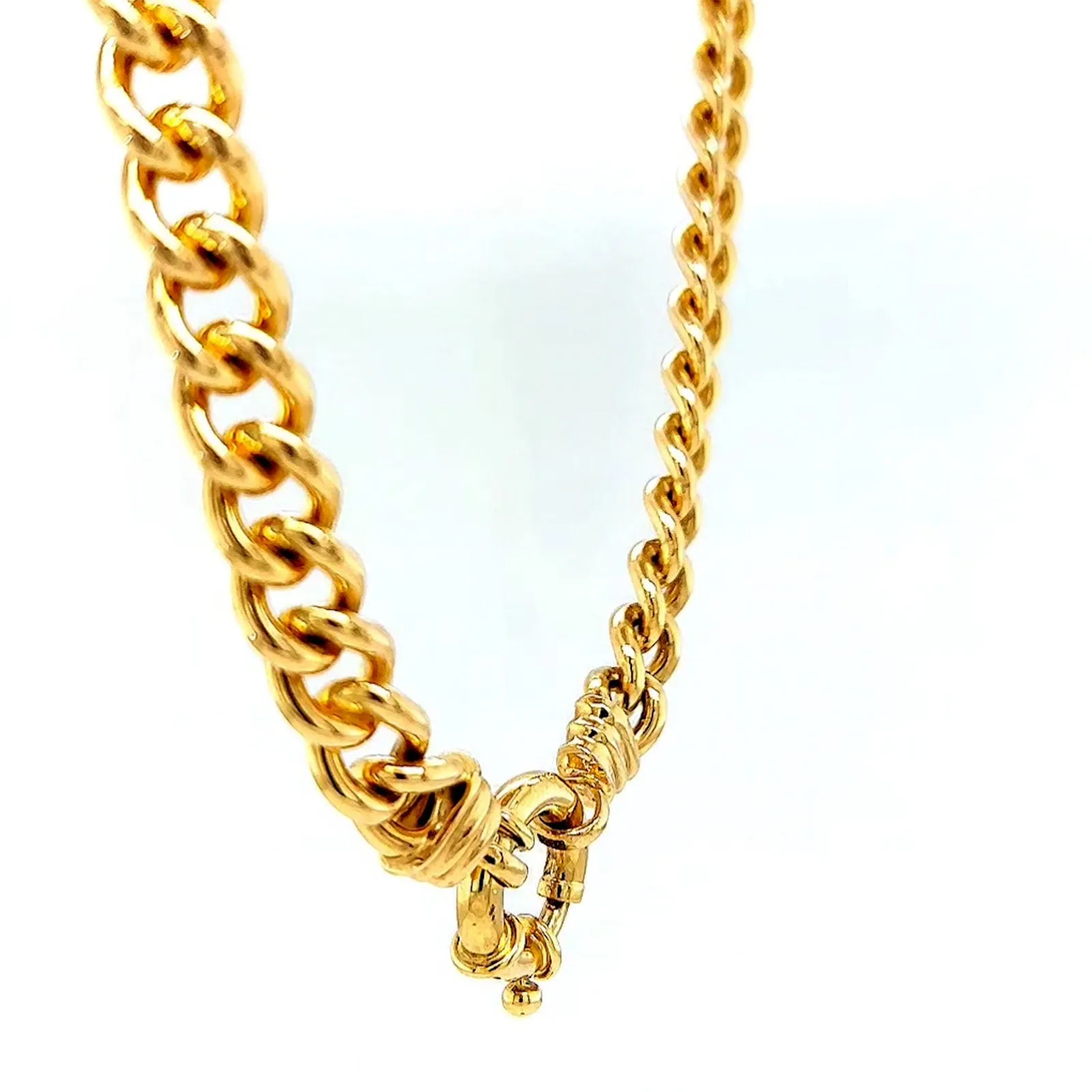 9ct Yellow Gold Silver Filled 50cm Curb with Bolt Ring Necklace