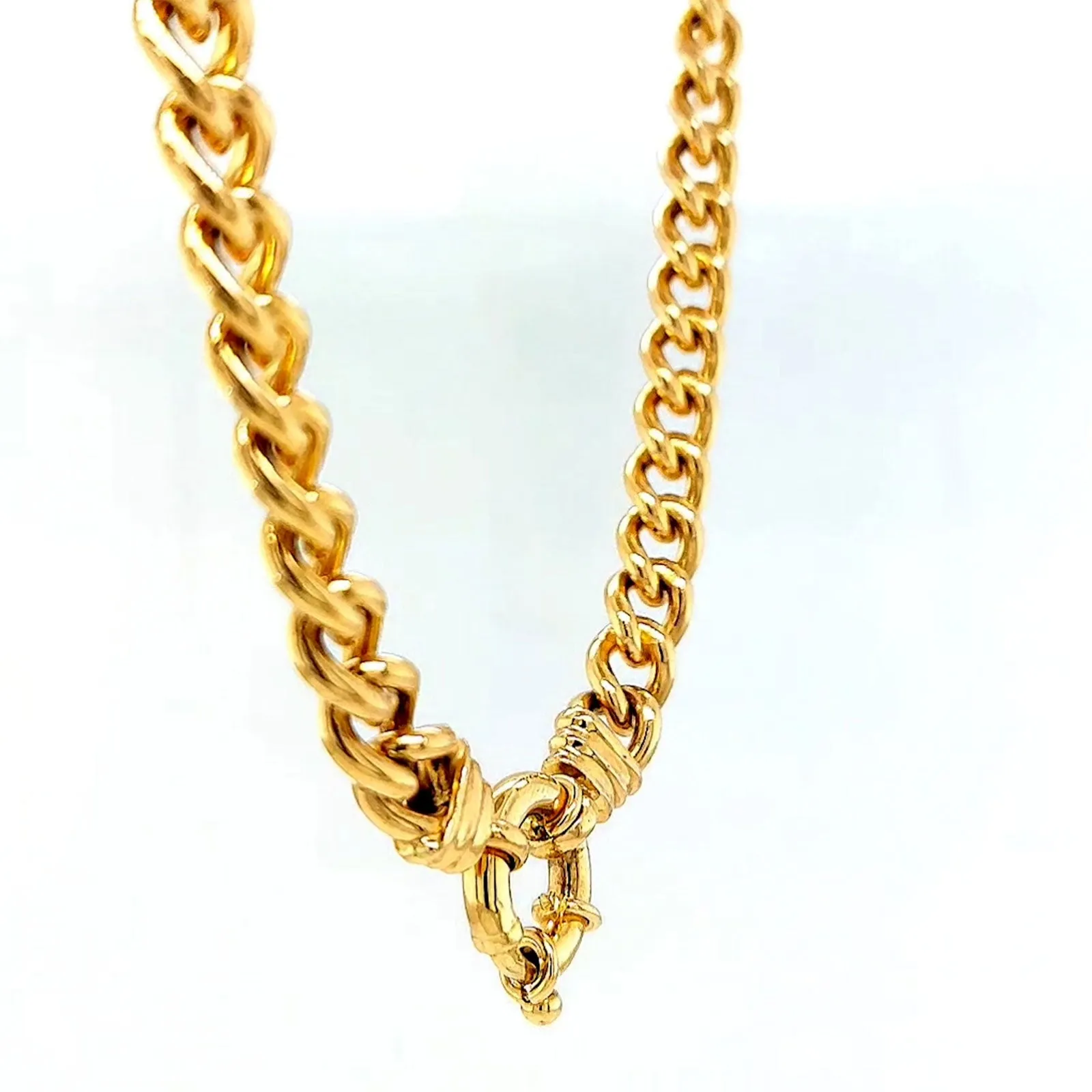 9ct Yellow Gold Silver Filled 50cm Curb with Bolt Ring Necklace