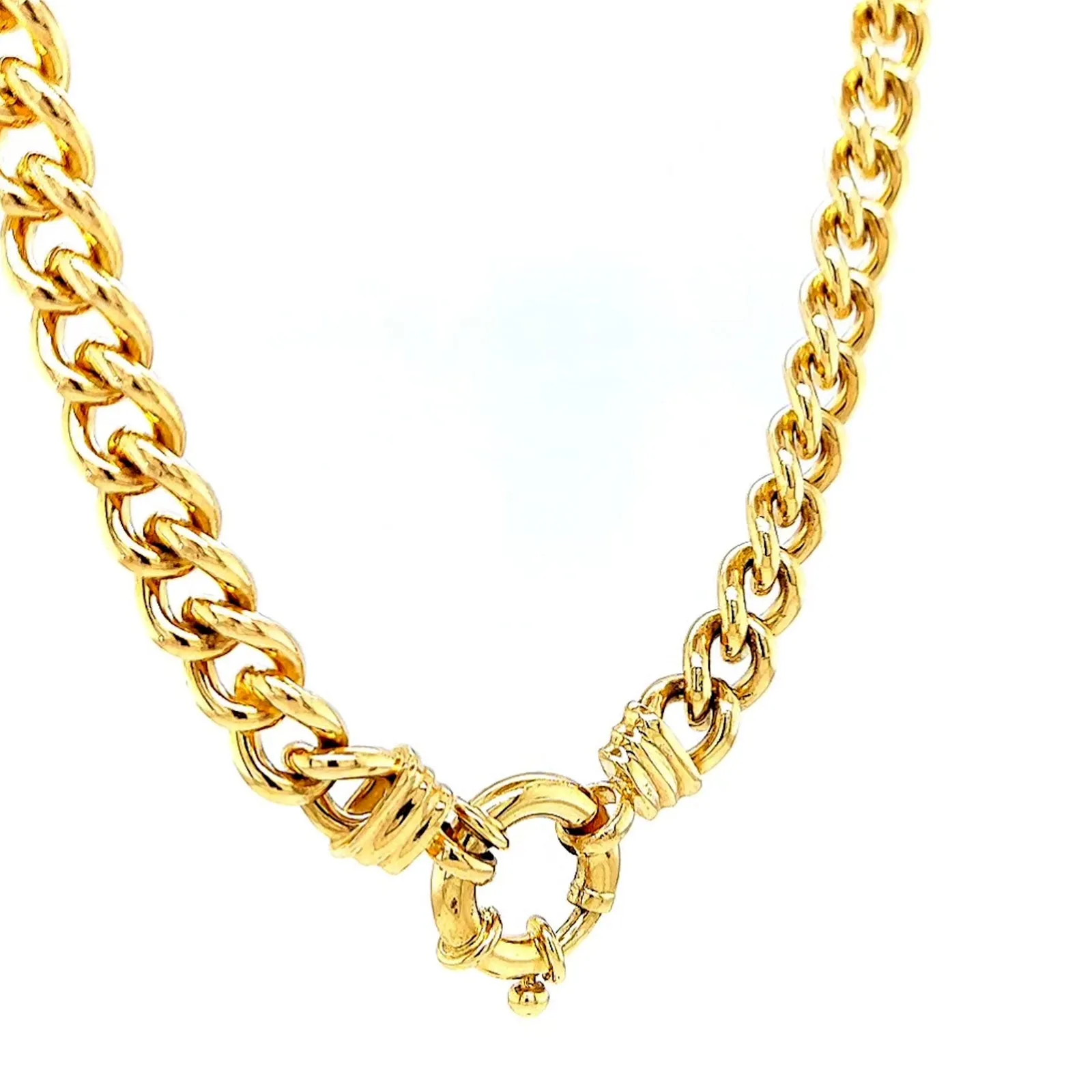 9ct Yellow Gold Silver Filled 50cm Curb with Bolt Ring Necklace