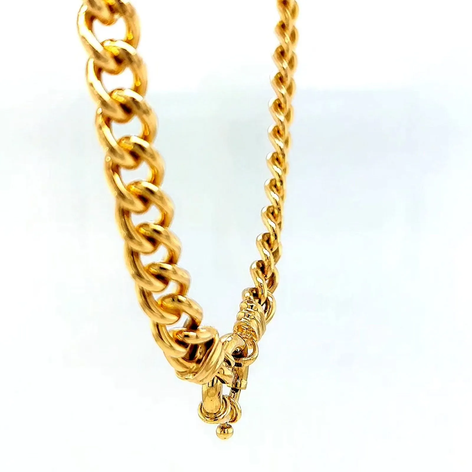 9ct Yellow Gold Silver Filled 50cm Curb with Bolt Ring Necklace
