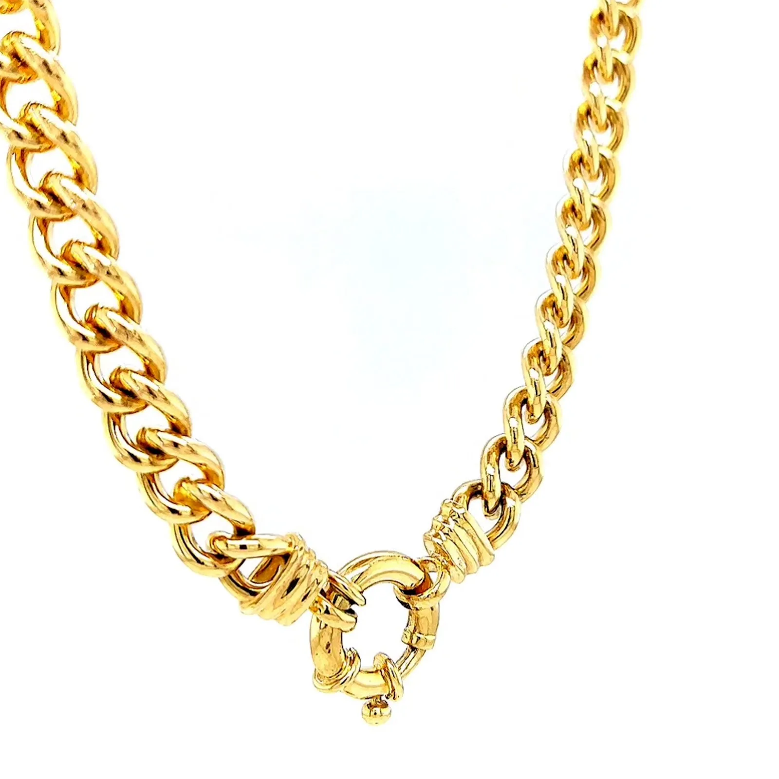 9ct Yellow Gold Silver Filled 50cm Curb with Bolt Ring Necklace