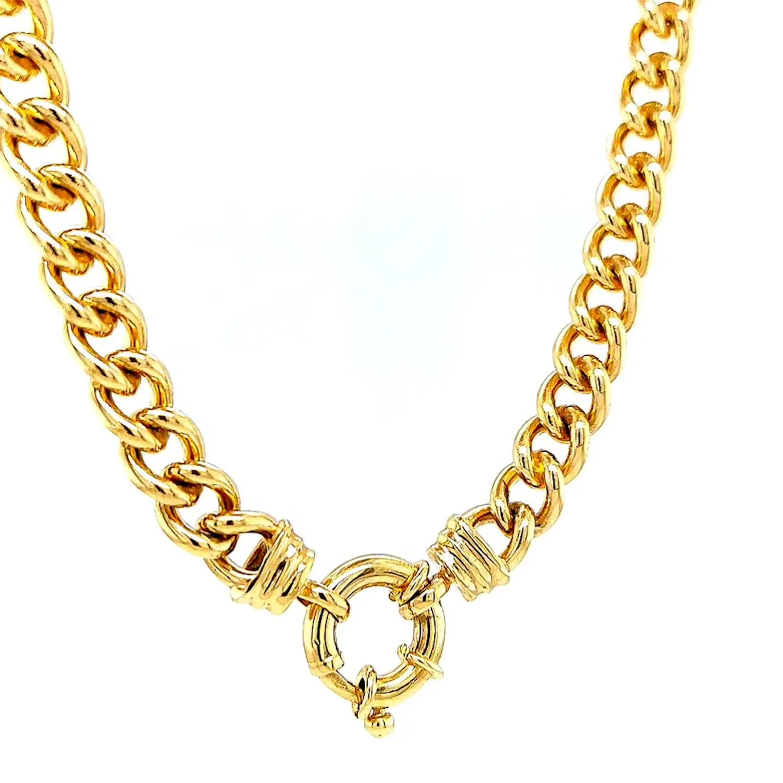 9ct Yellow Gold Silver Filled 50cm Curb with Bolt Ring Necklace