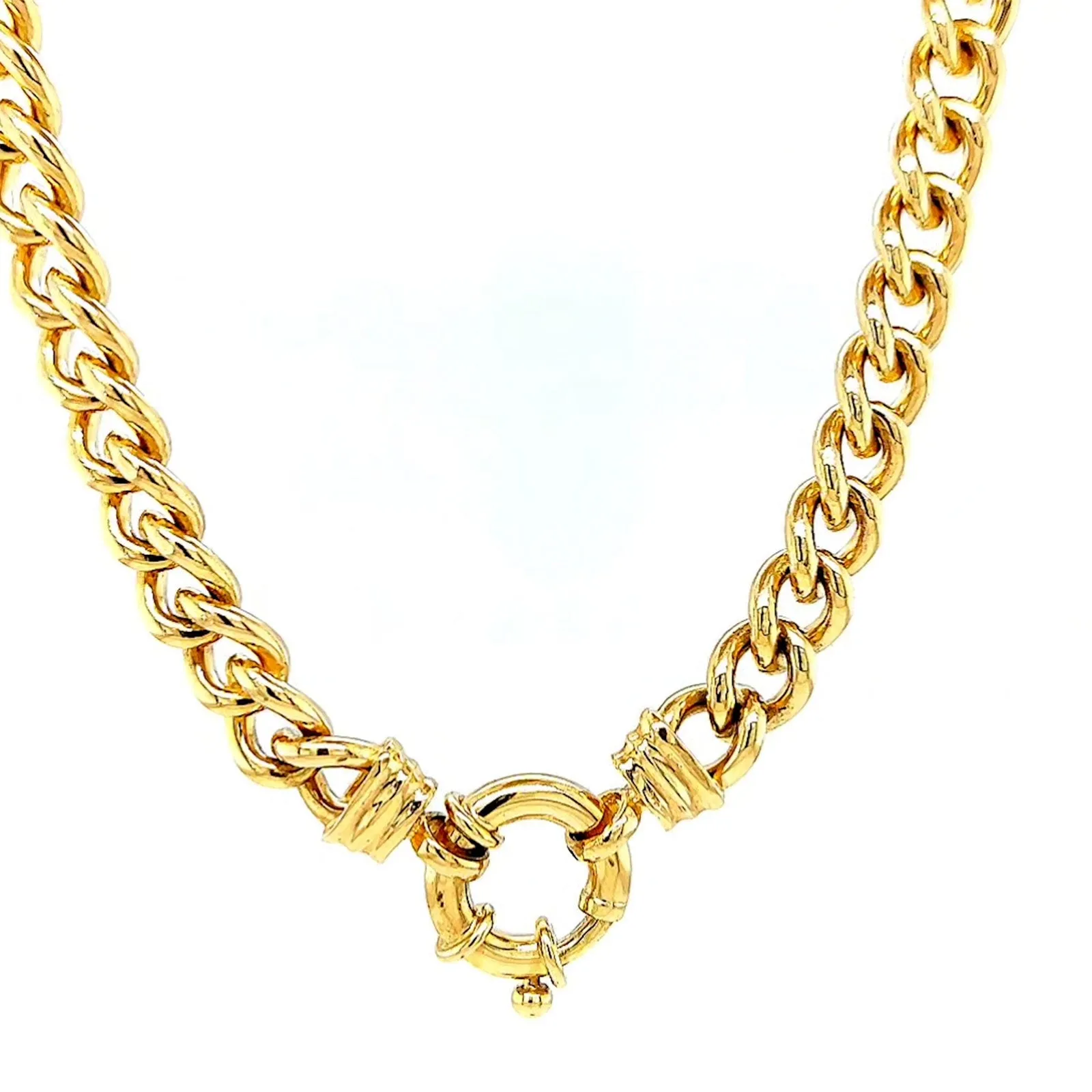 9ct Yellow Gold Silver Filled 50cm Curb with Bolt Ring Necklace