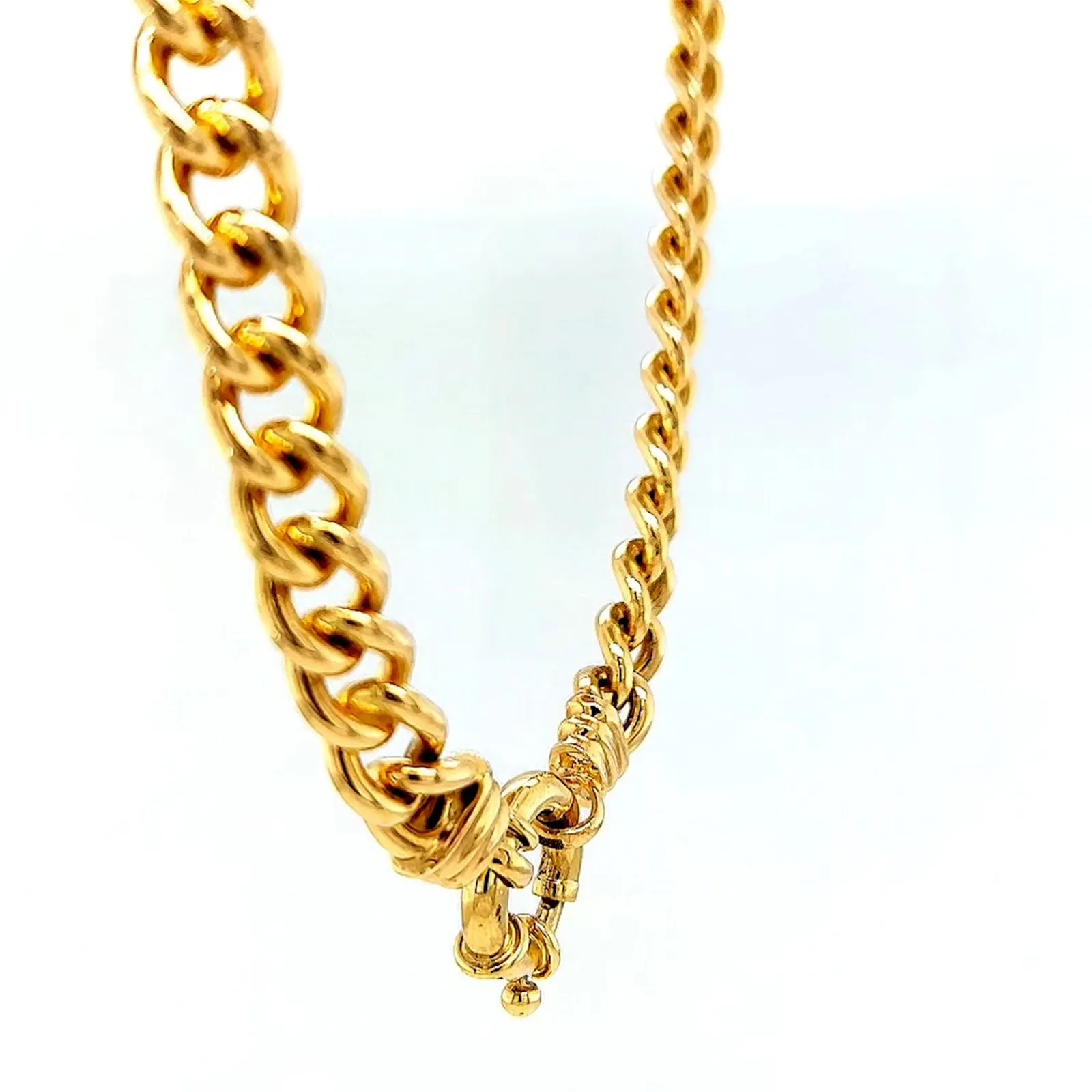 9ct Yellow Gold Silver Filled 50cm Curb with Bolt Ring Necklace