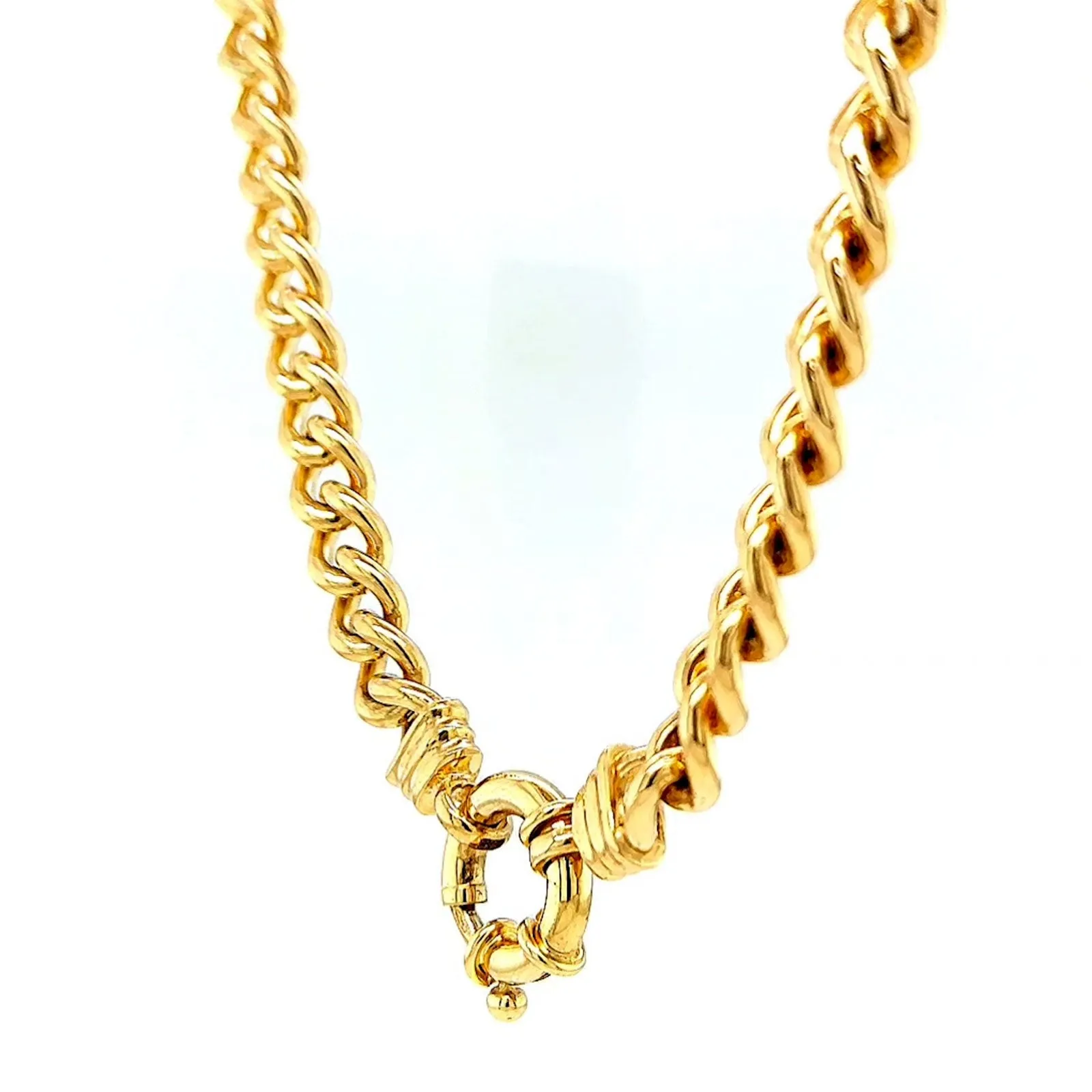 9ct Yellow Gold Silver Filled 50cm Curb with Bolt Ring Necklace