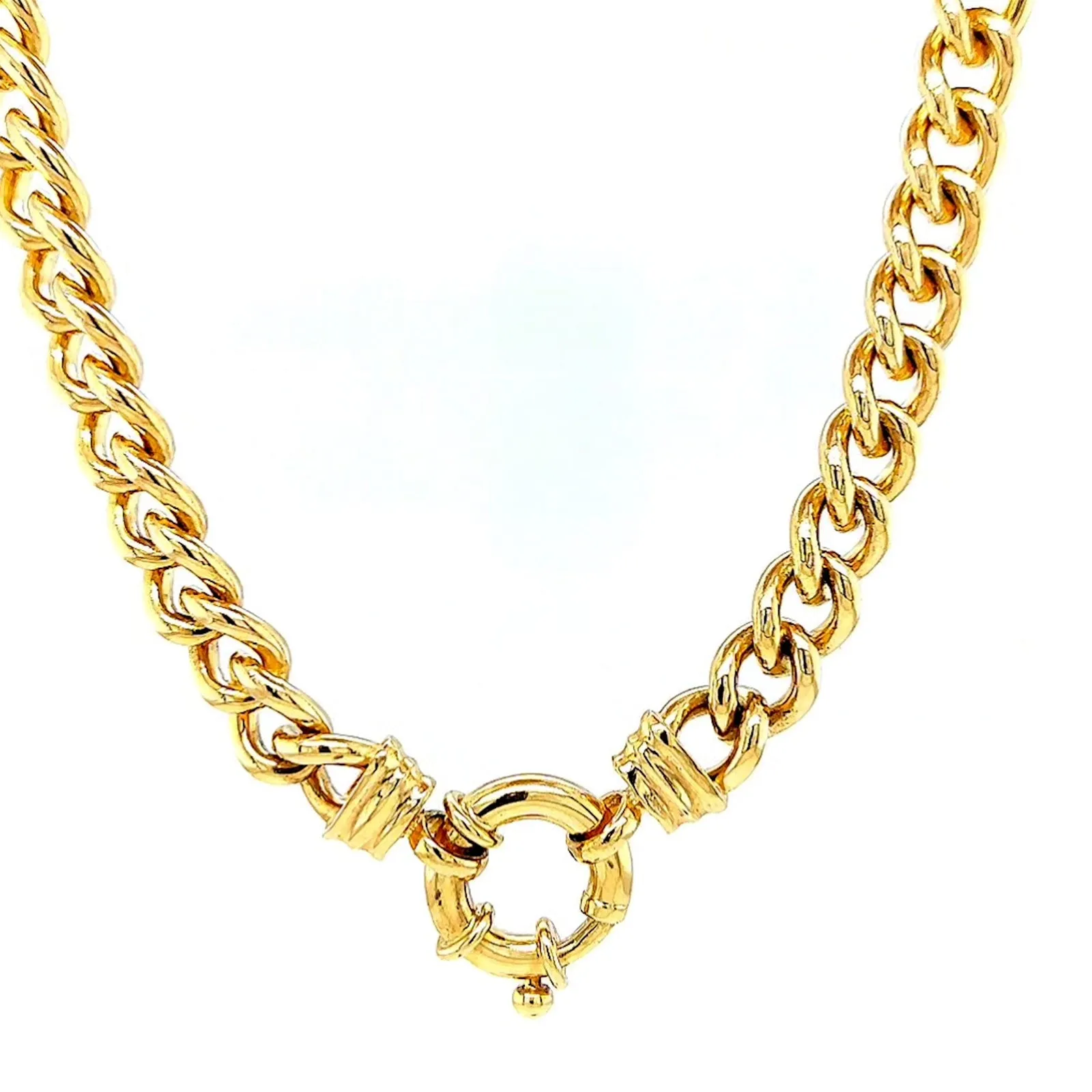 9ct Yellow Gold Silver Filled 50cm Curb with Bolt Ring Necklace