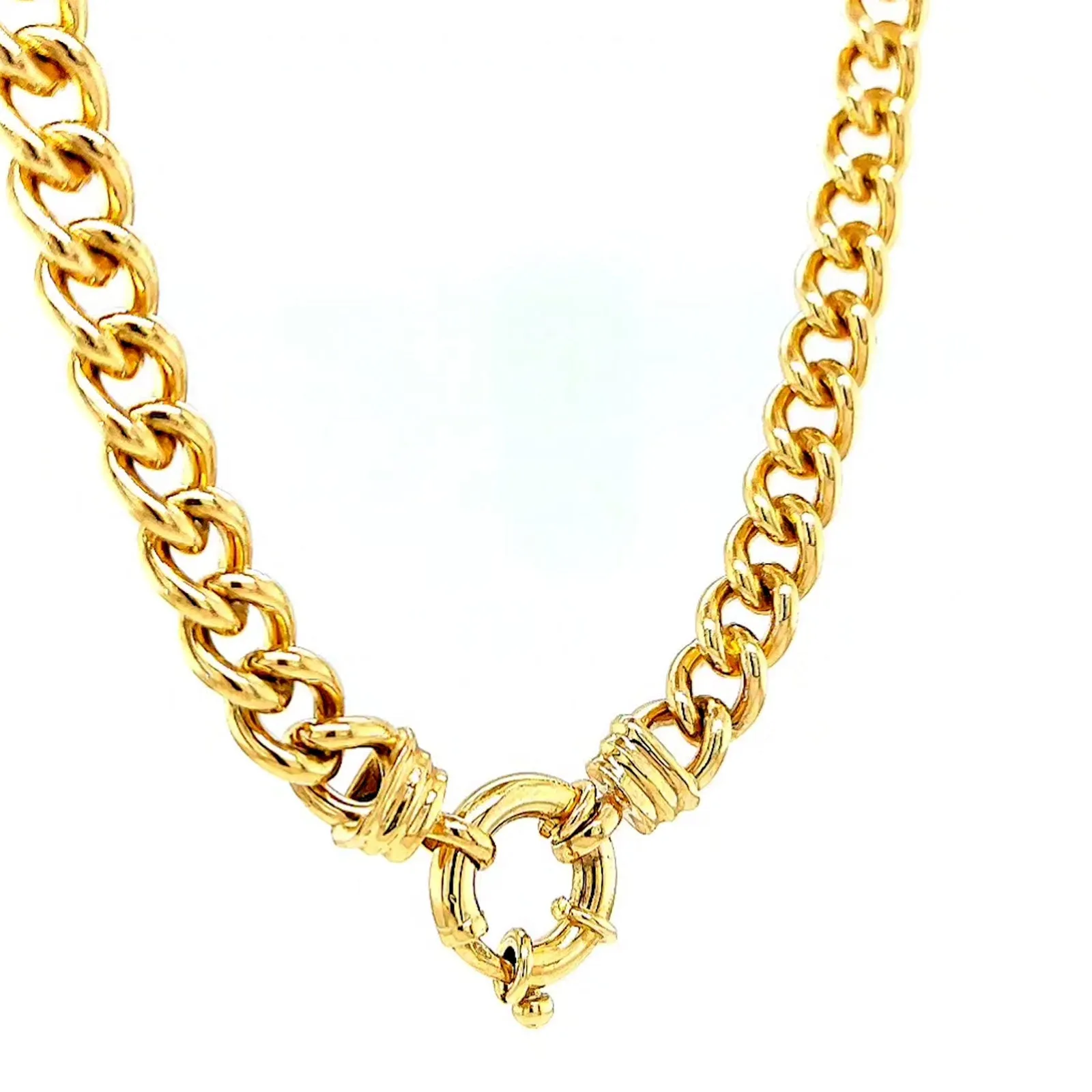 9ct Yellow Gold Silver Filled 50cm Curb with Bolt Ring Necklace