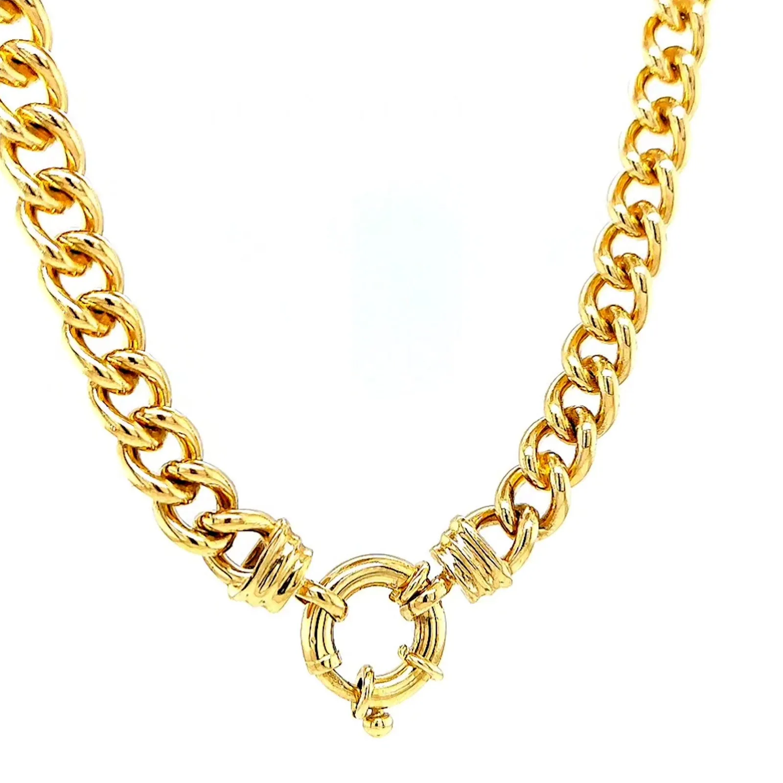 9ct Yellow Gold Silver Filled 50cm Curb with Bolt Ring Necklace