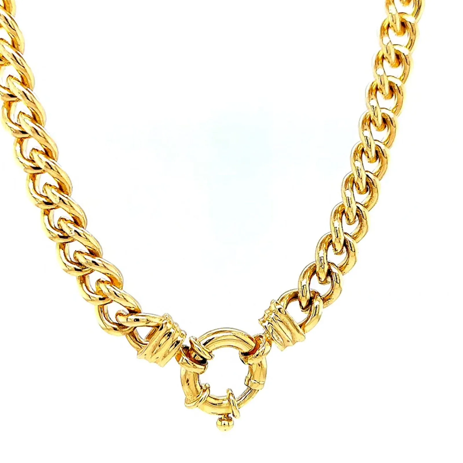 9ct Yellow Gold Silver Filled 50cm Curb with Bolt Ring Necklace