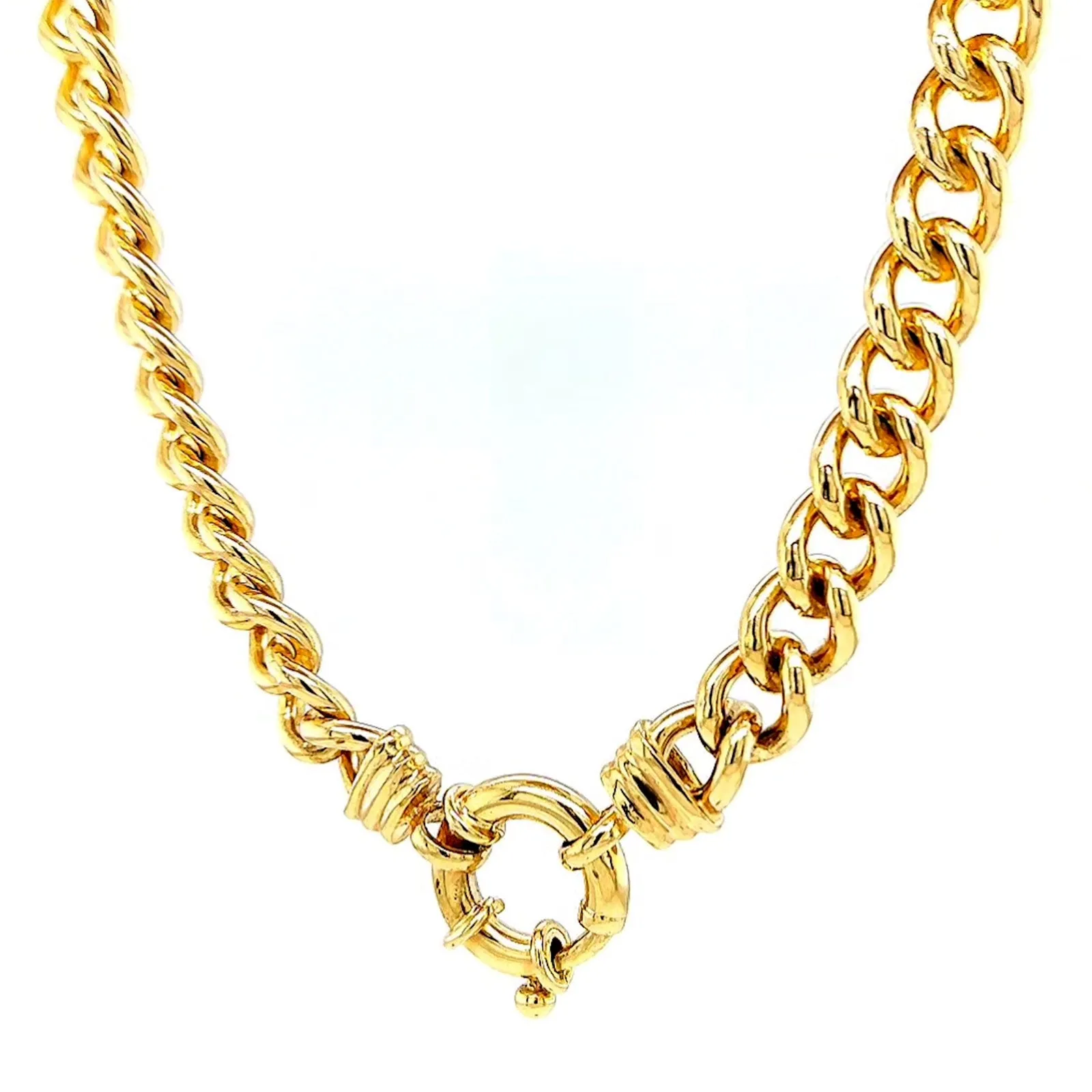 9ct Yellow Gold Silver Filled 50cm Curb with Bolt Ring Necklace