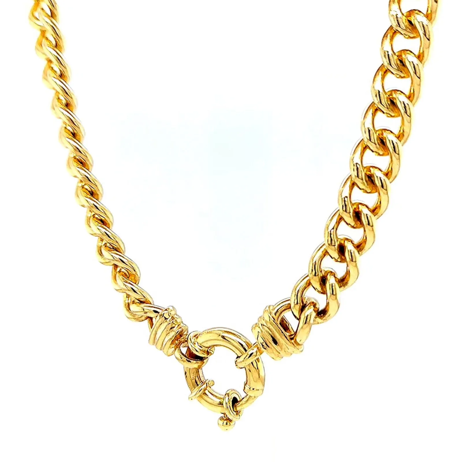 9ct Yellow Gold Silver Filled 50cm Curb with Bolt Ring Necklace