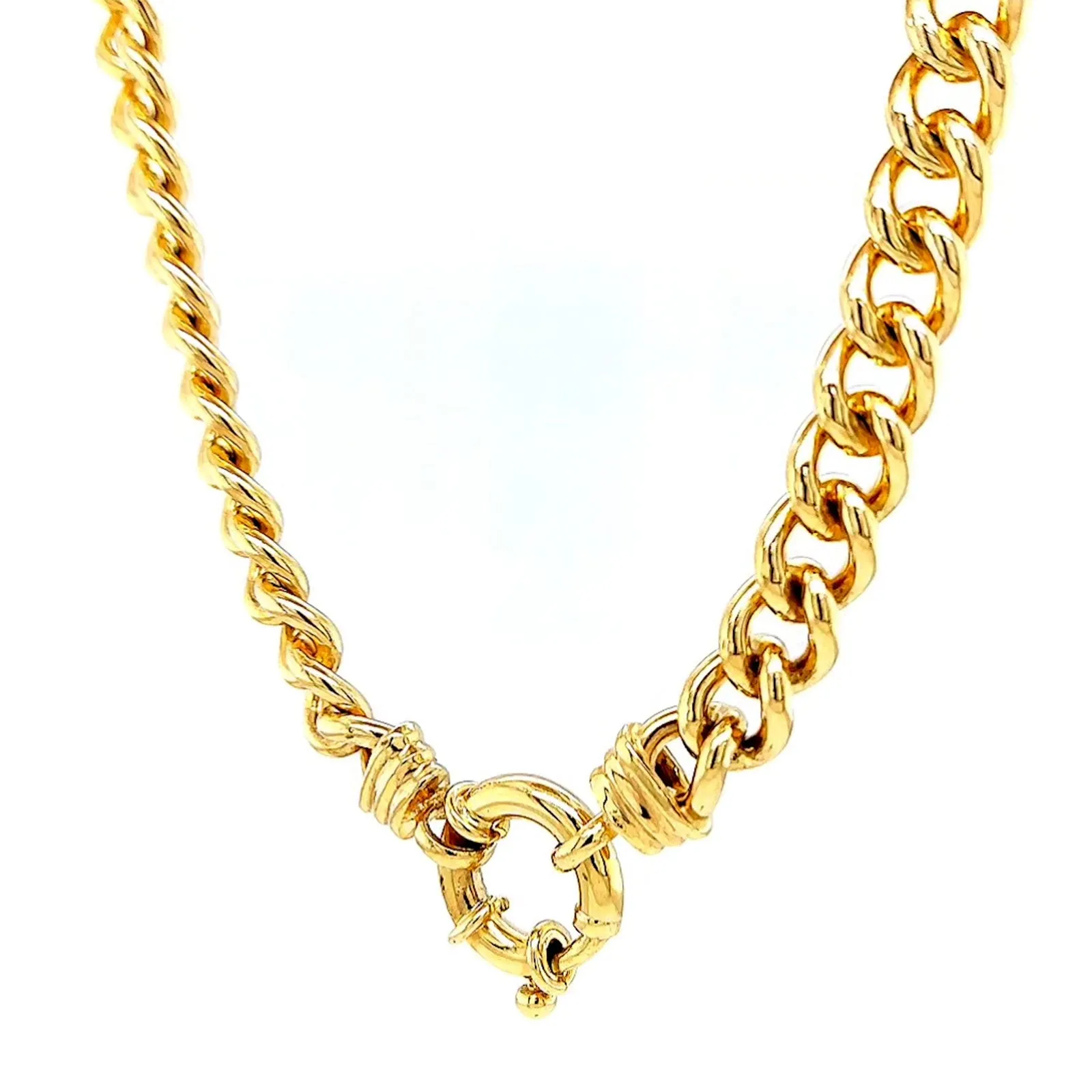 9ct Yellow Gold Silver Filled 50cm Curb with Bolt Ring Necklace