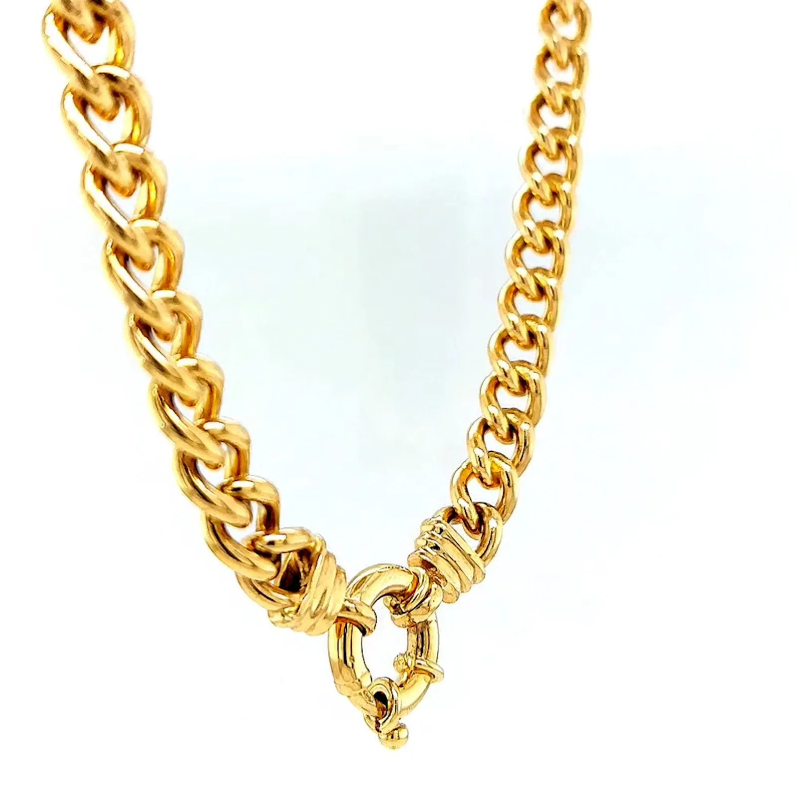9ct Yellow Gold Silver Filled 50cm Curb with Bolt Ring Necklace