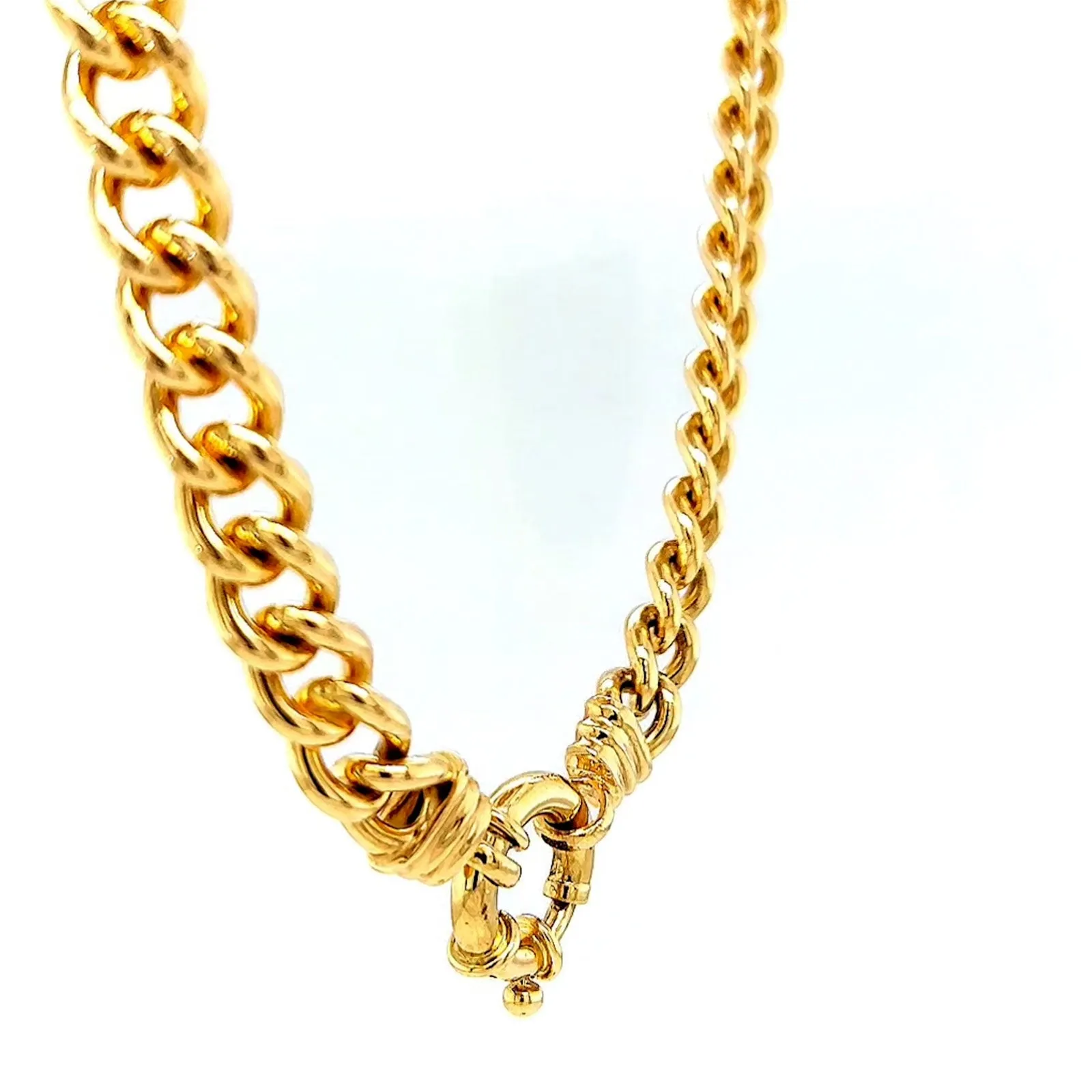 9ct Yellow Gold Silver Filled 50cm Curb with Bolt Ring Necklace
