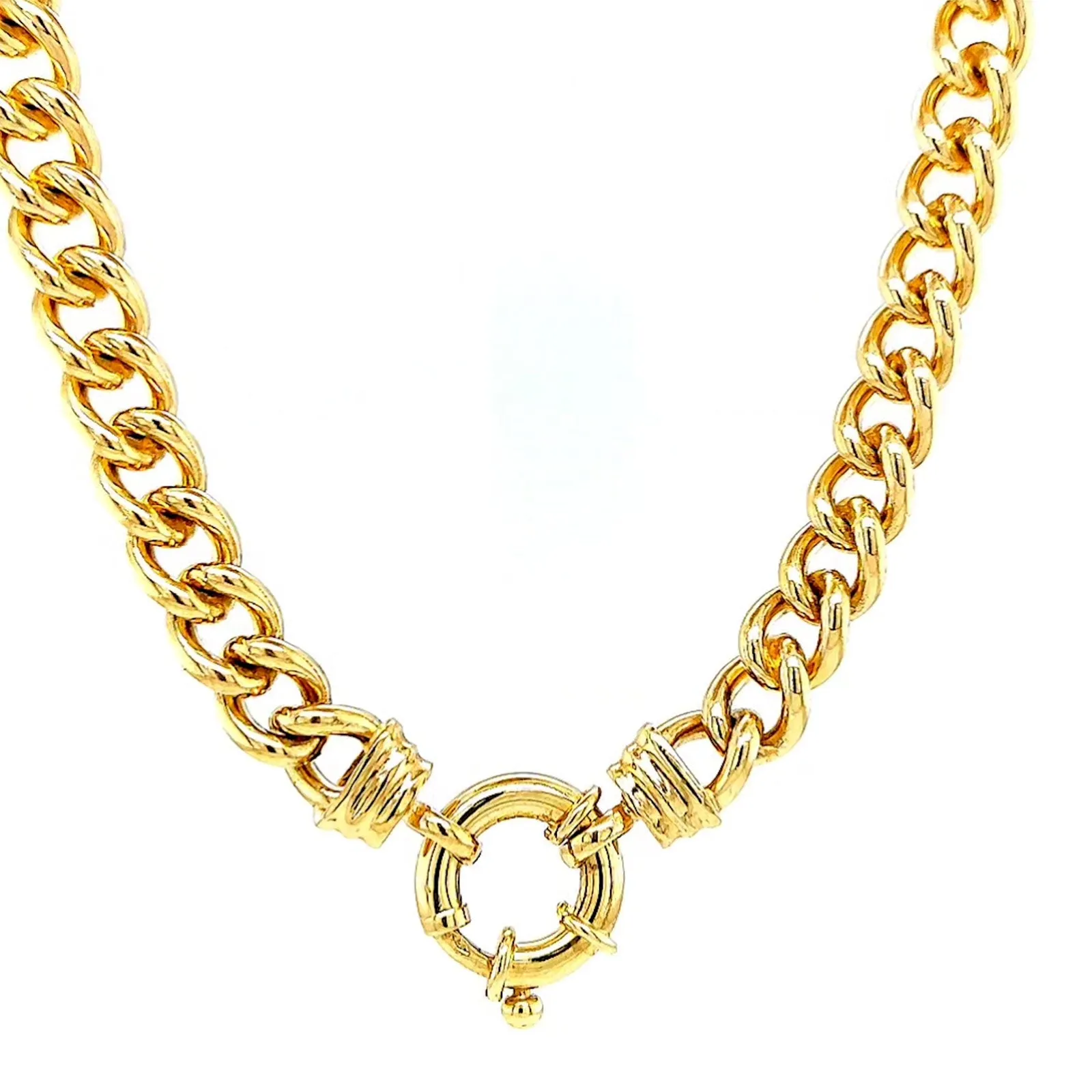 9ct Yellow Gold Silver Filled 50cm Curb with Bolt Ring Necklace