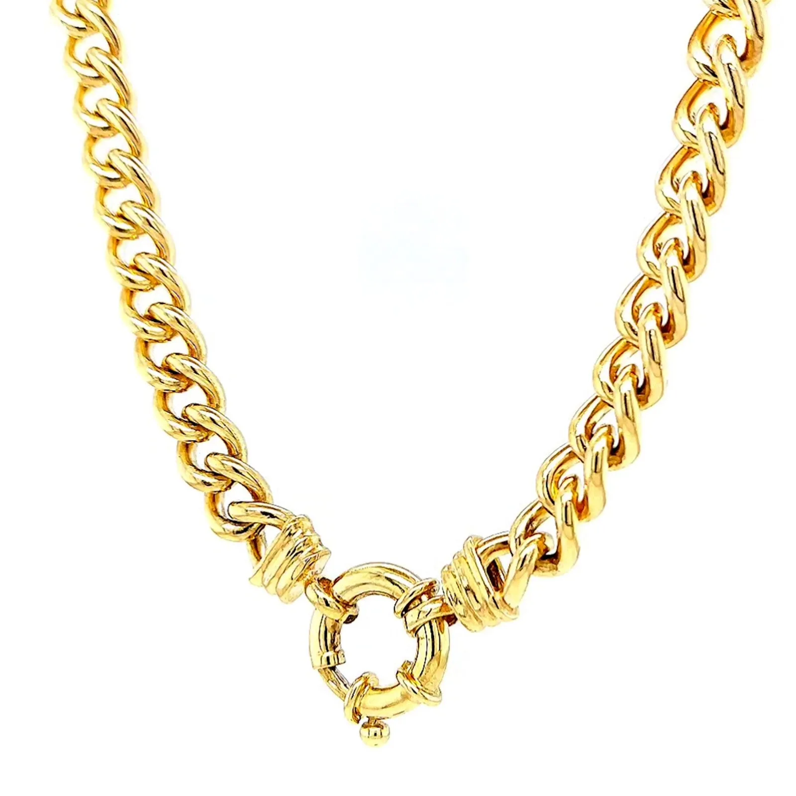 9ct Yellow Gold Silver Filled 50cm Curb with Bolt Ring Necklace