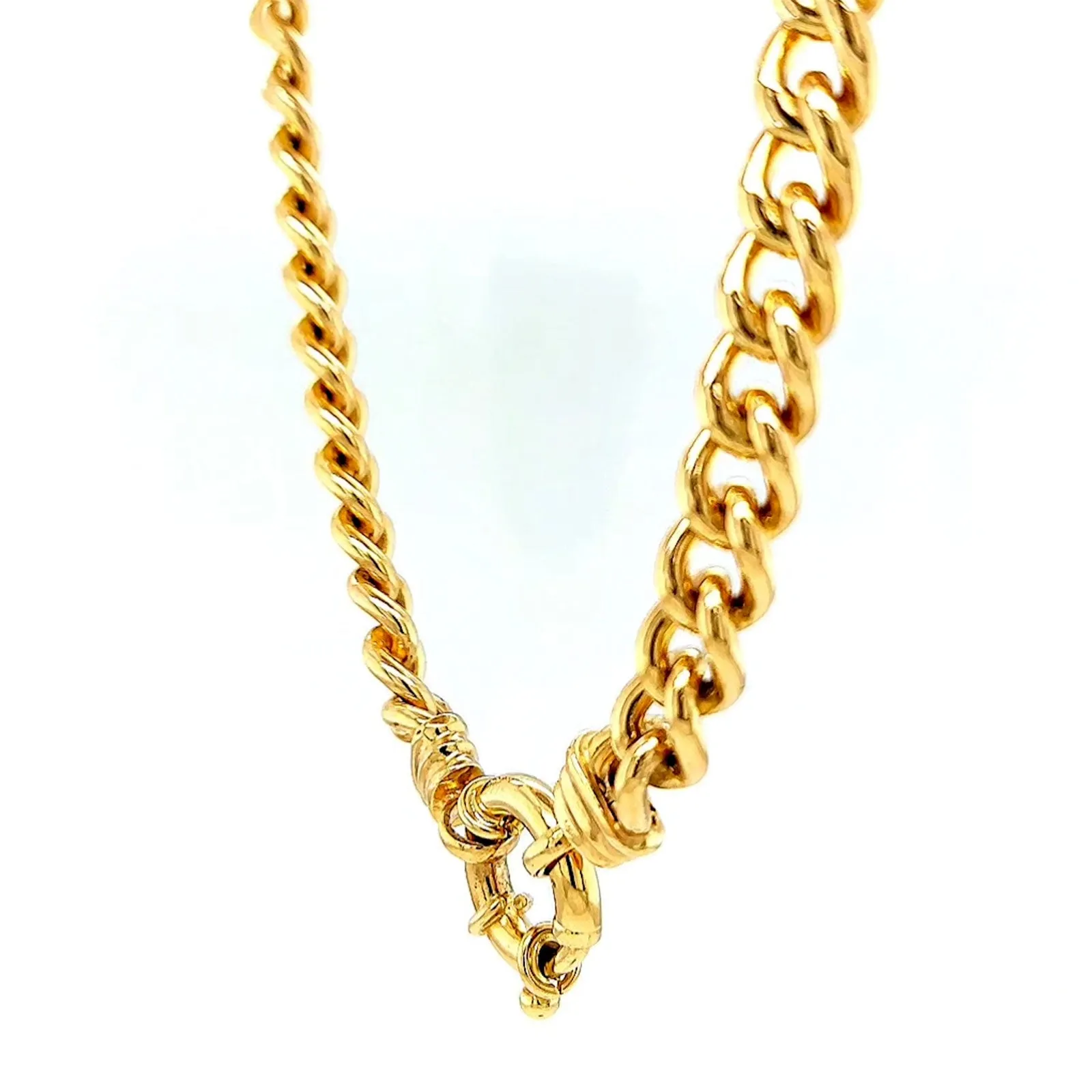 9ct Yellow Gold Silver Filled 50cm Curb with Bolt Ring Necklace