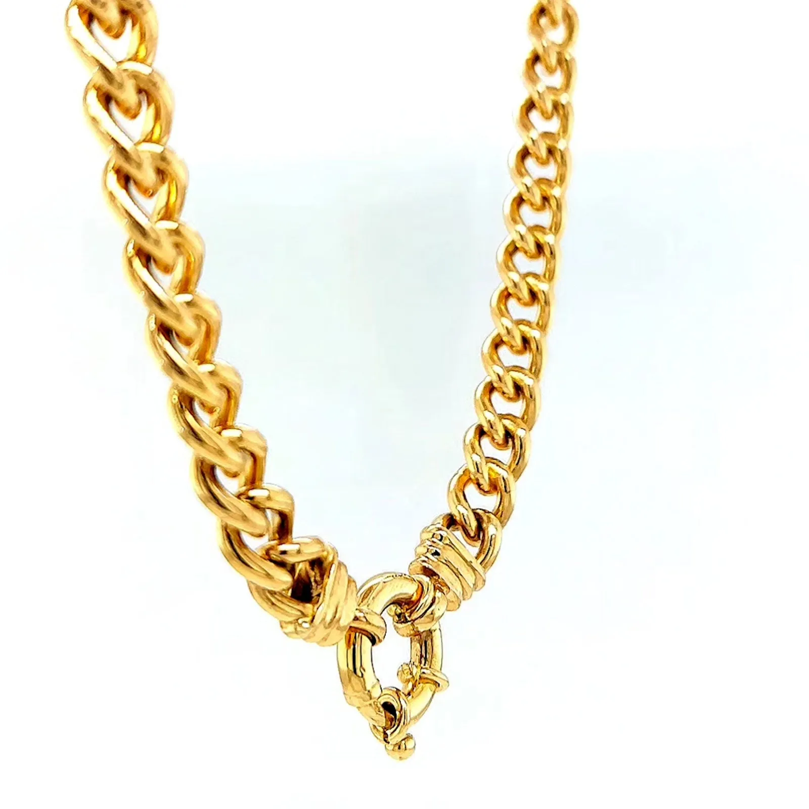 9ct Yellow Gold Silver Filled 50cm Curb with Bolt Ring Necklace