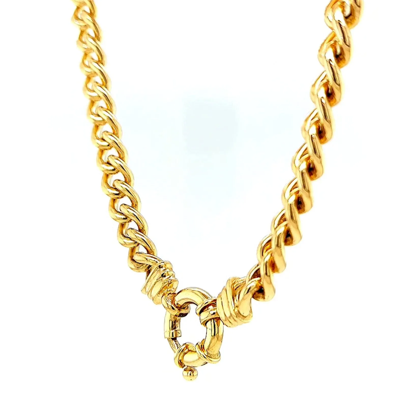9ct Yellow Gold Silver Filled 50cm Curb with Bolt Ring Necklace