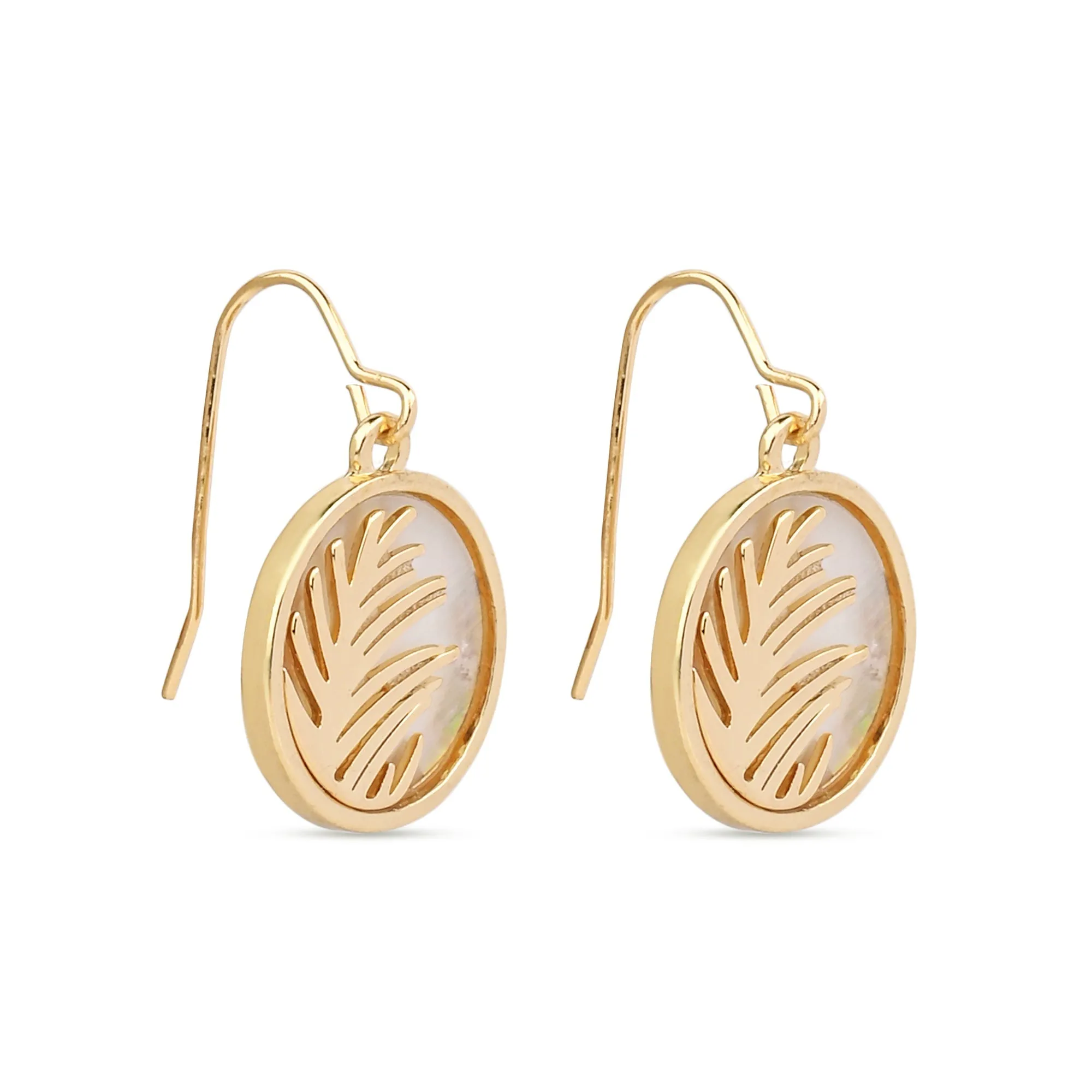 Accessorize London Women's Gold Moonstone Circle Leaf Earring