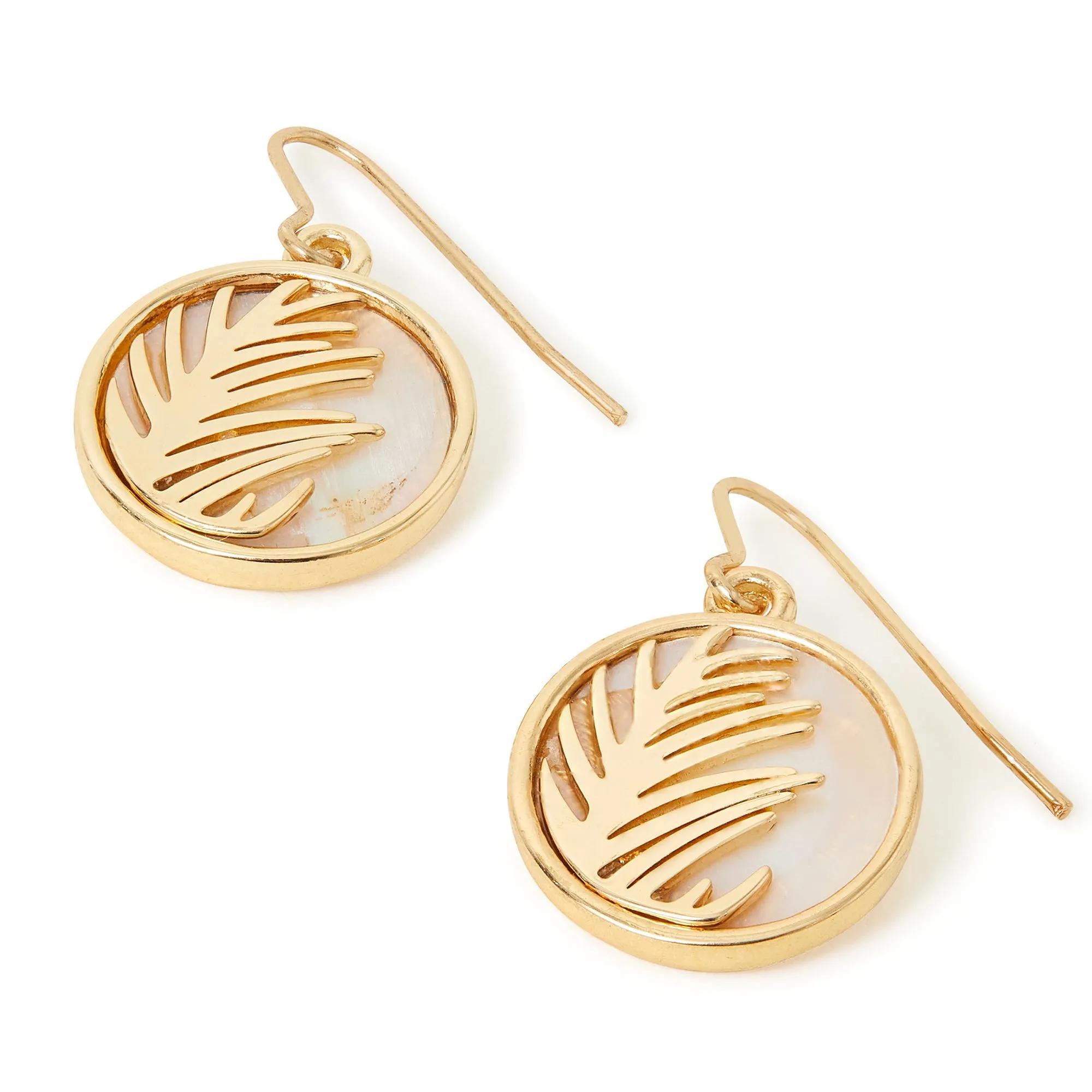 Accessorize London Women's Gold Moonstone Circle Leaf Earring