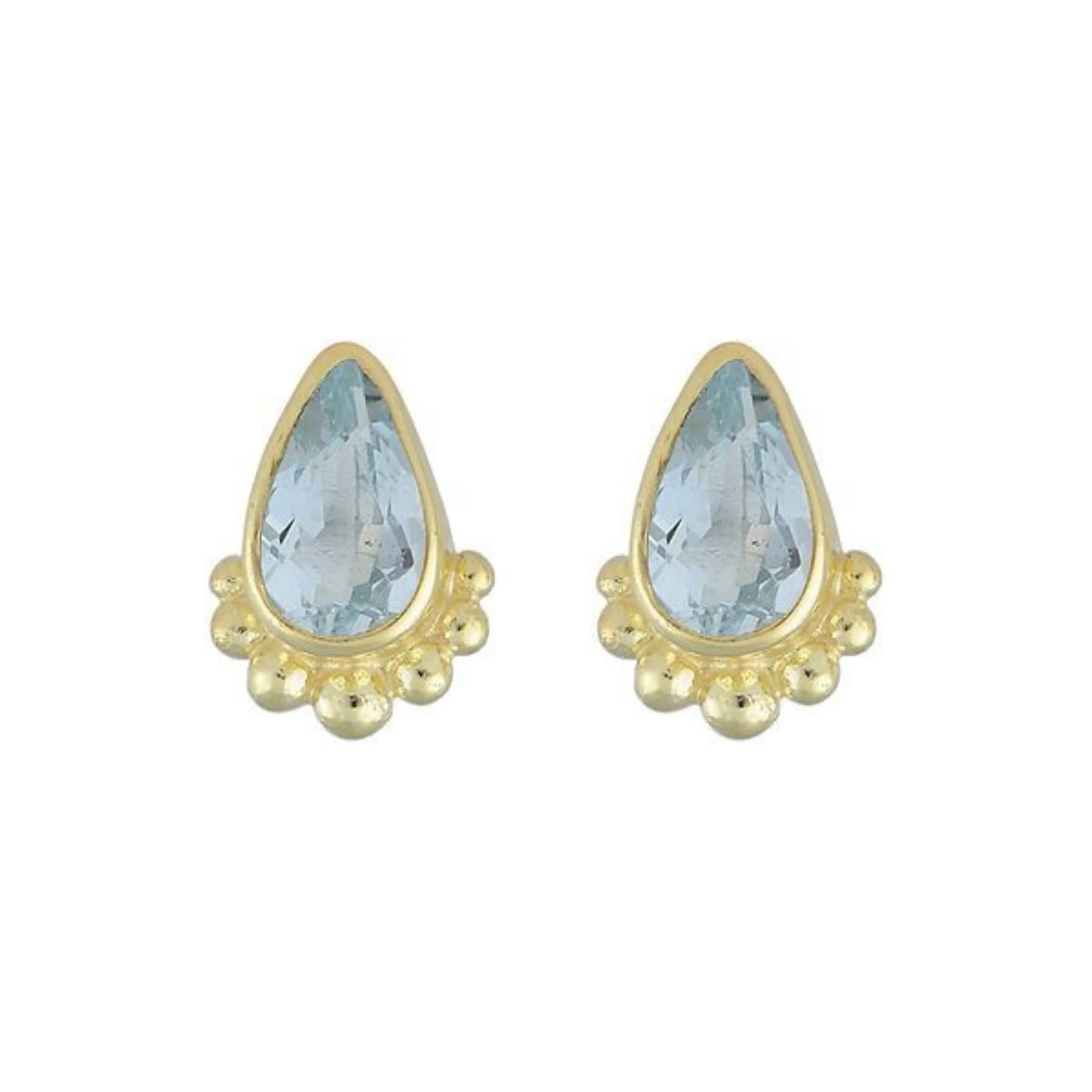 Amaya Gold Blue Topaz Studs
