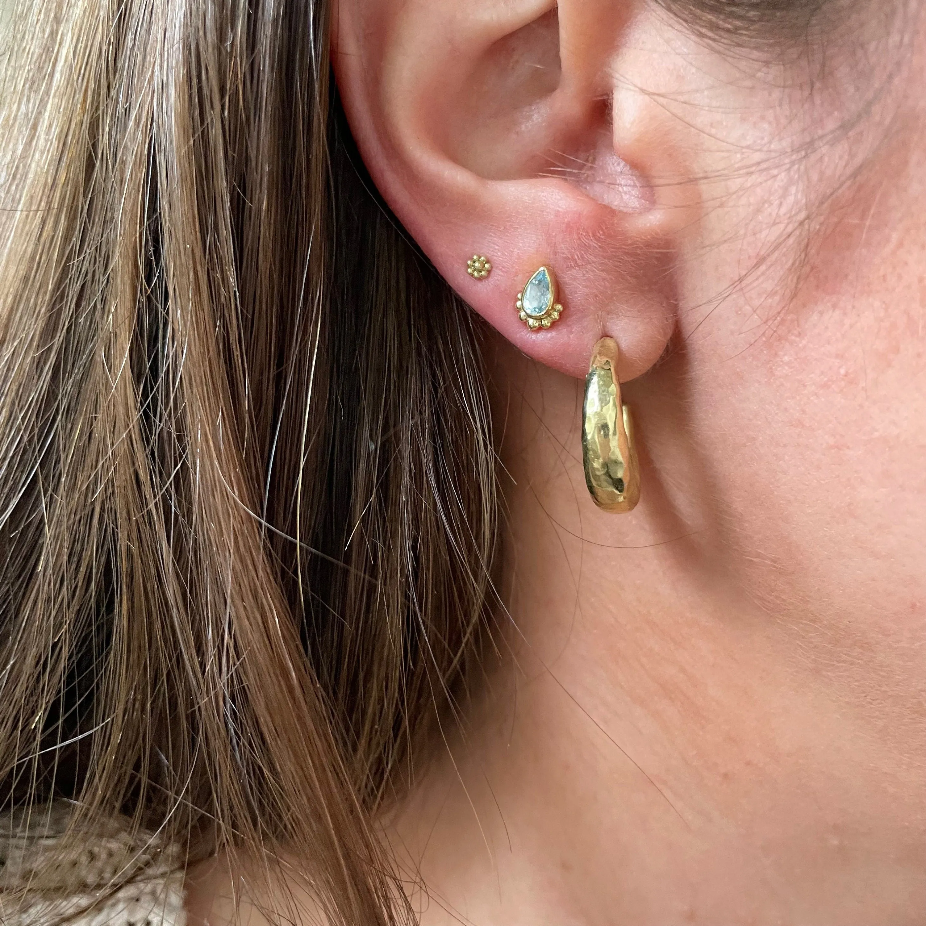 Amaya Gold Blue Topaz Studs