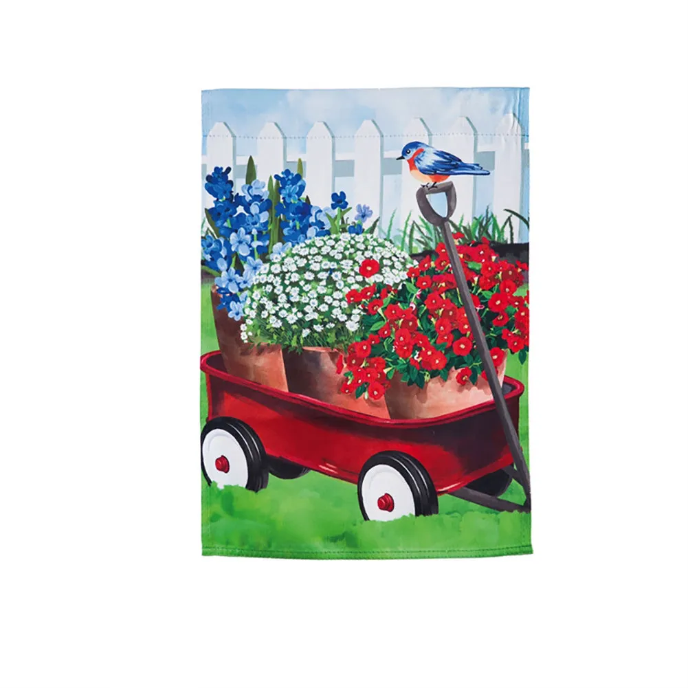 Americana Red Wagon Double Sided Garden Flag