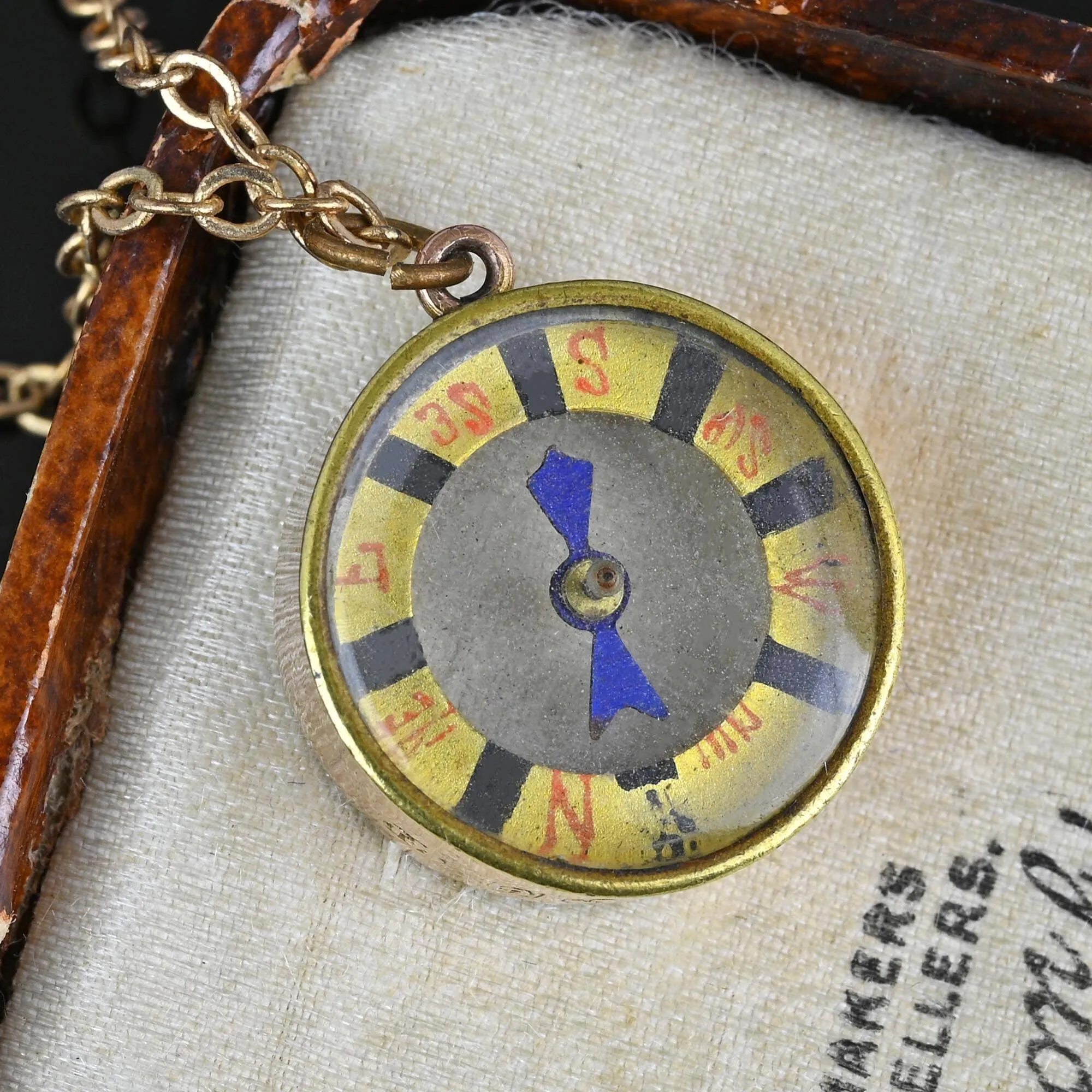 Antique Edwardian Solid Gold Working Compass Pendant Fob