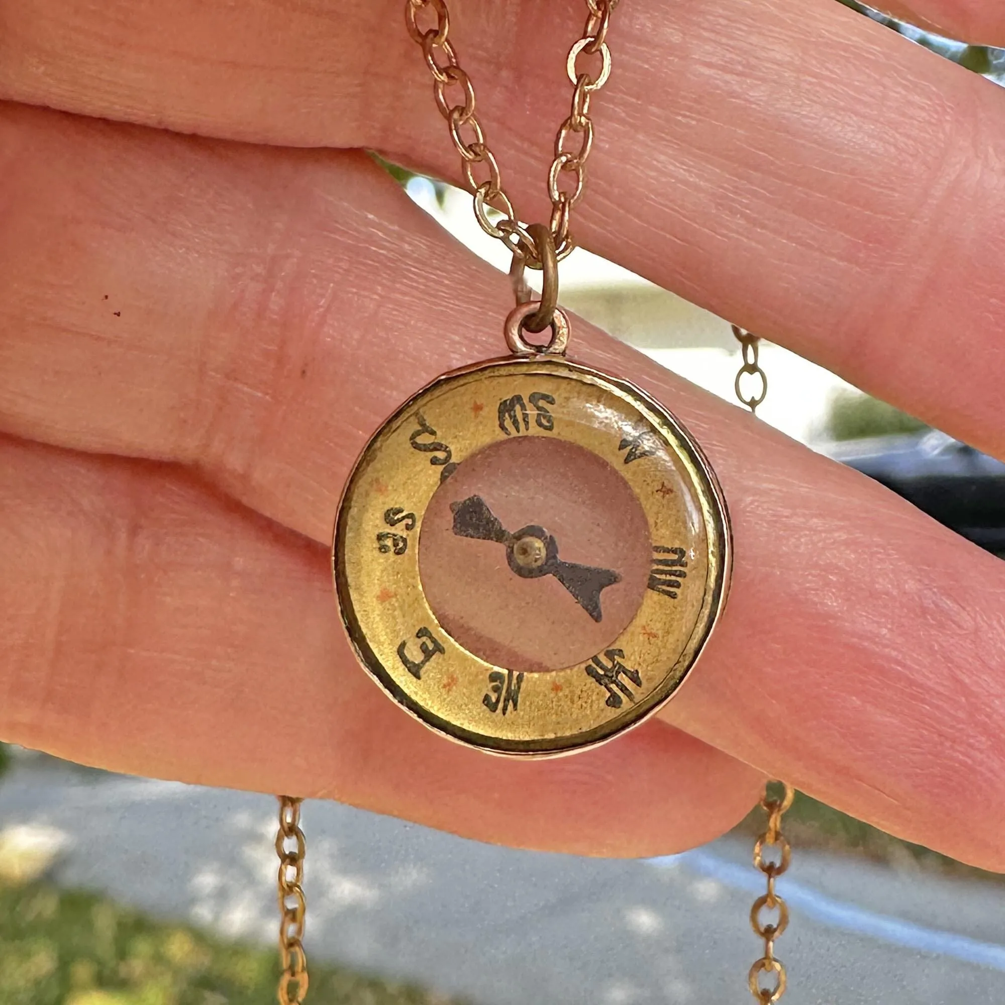 Antique Edwardian Solid Gold Working Compass Pendant Fob