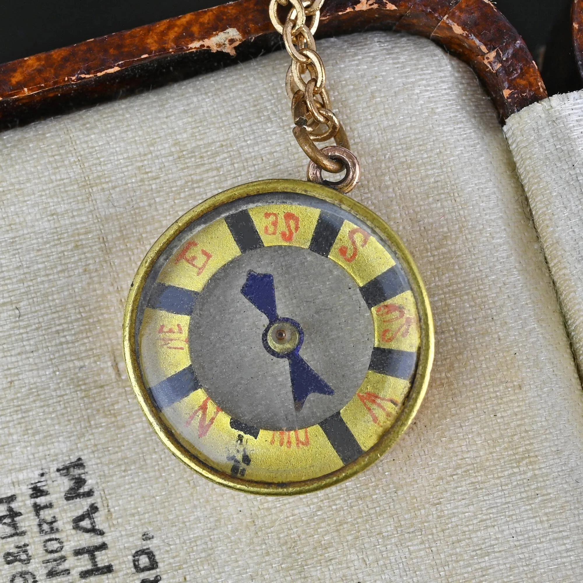 Antique Edwardian Solid Gold Working Compass Pendant Fob