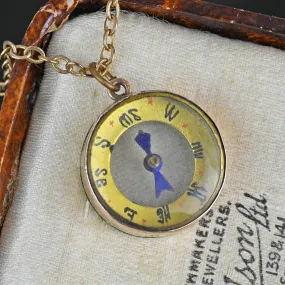 Antique Edwardian Solid Gold Working Compass Pendant Fob
