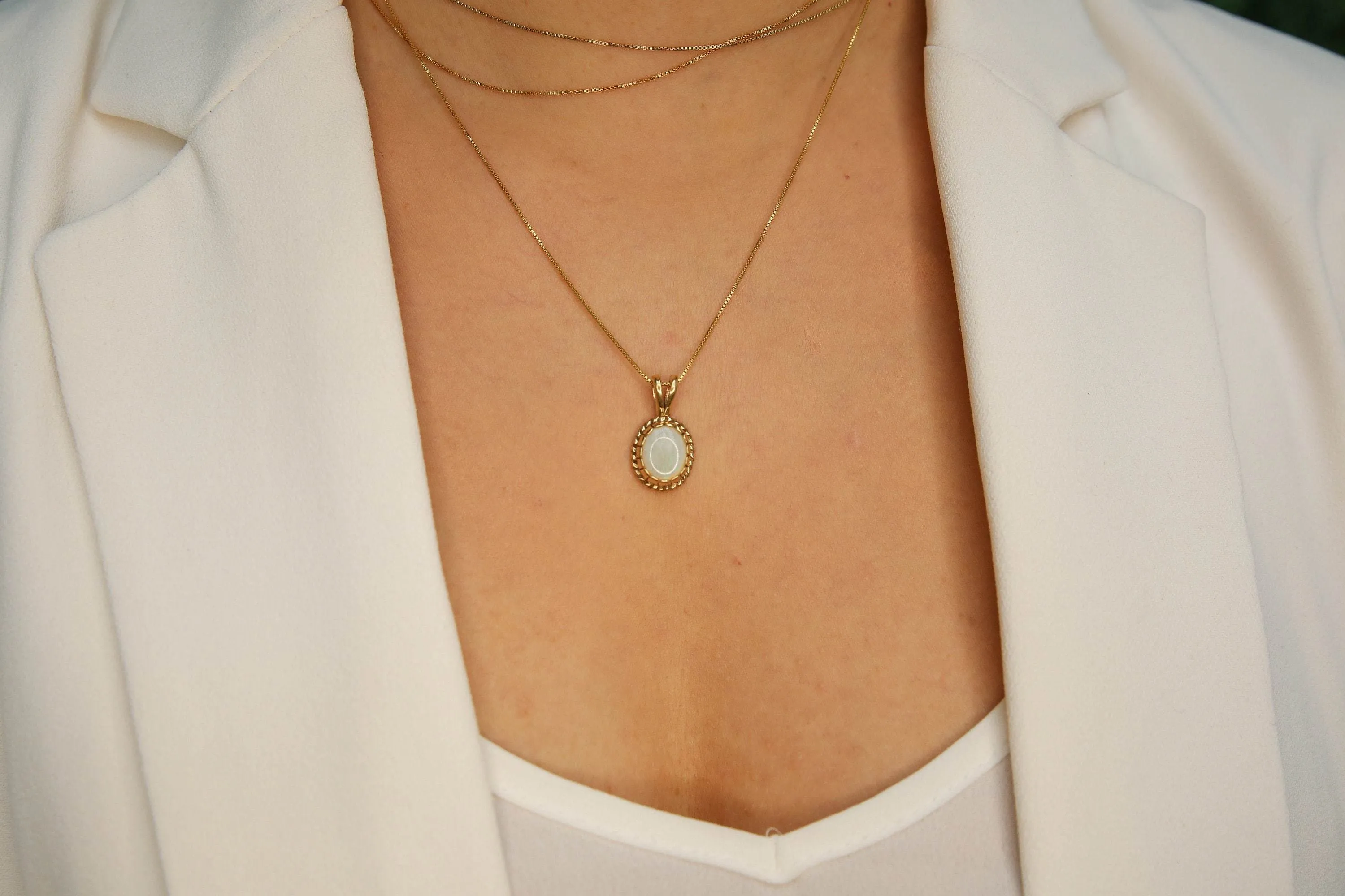 Antique Opal Pendant - Natural Opal Necklace,  Gold Opal Pendant