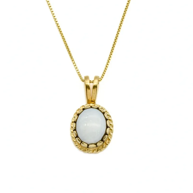 Antique Opal Pendant - Natural Opal Necklace,  Gold Opal Pendant