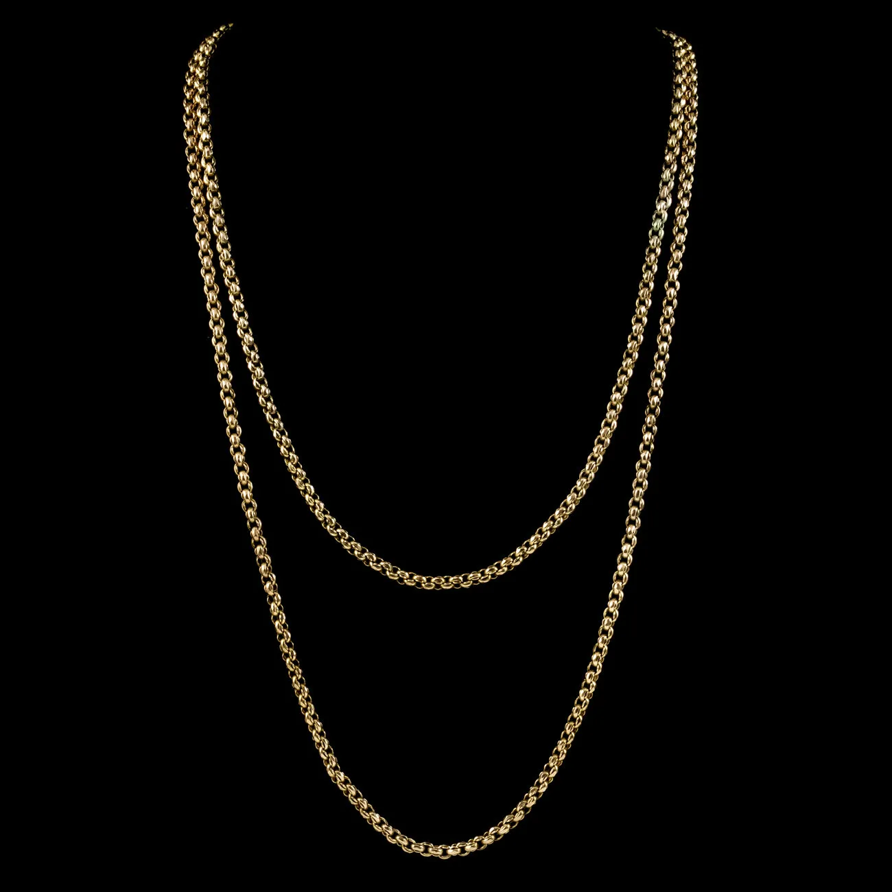 Antique Victorian 9ct Gold Guard Chain Necklace Circa 1900