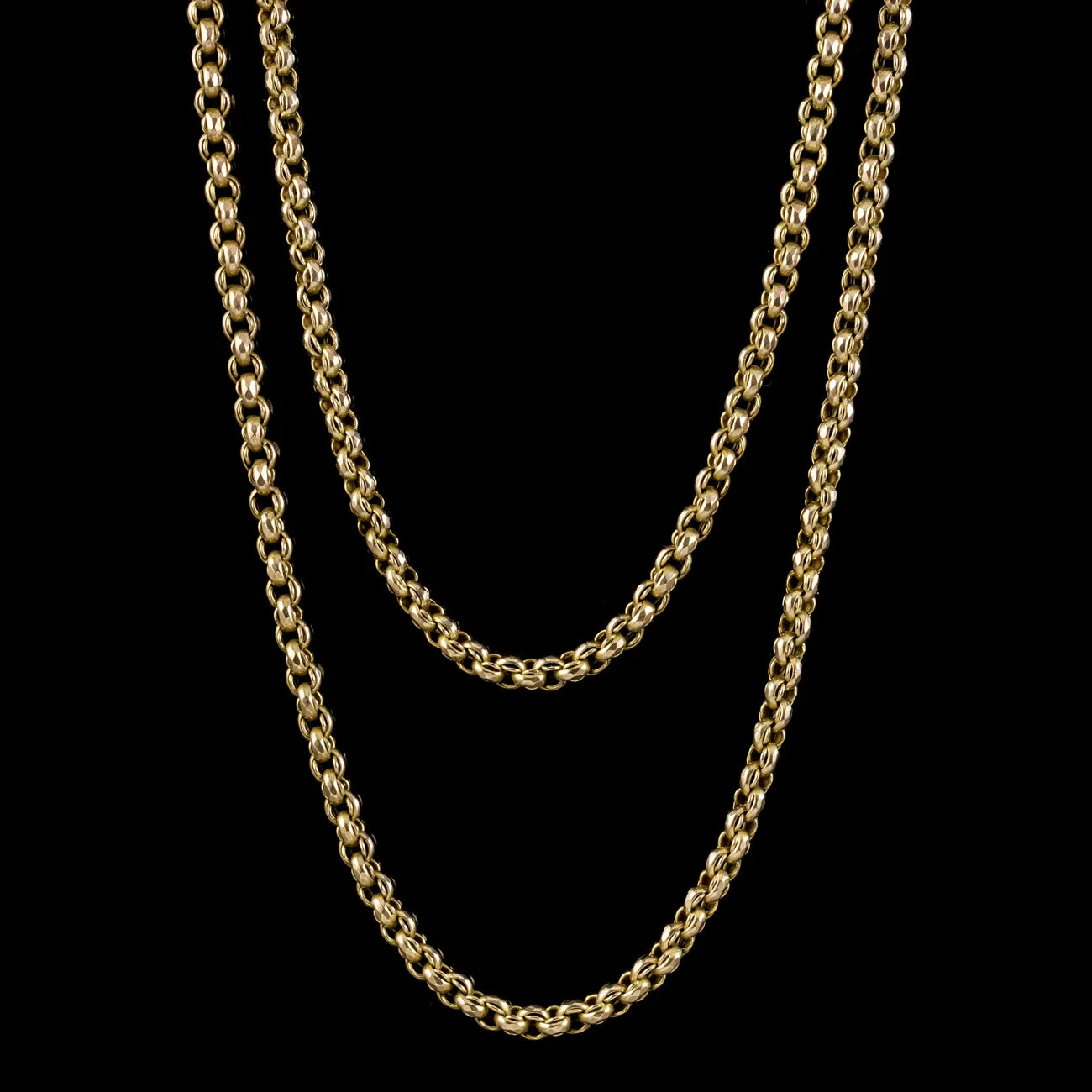 Antique Victorian 9ct Gold Guard Chain Necklace Circa 1900
