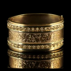 Antique Victorian Large Bangle 18Ct On Silver Circa 1880