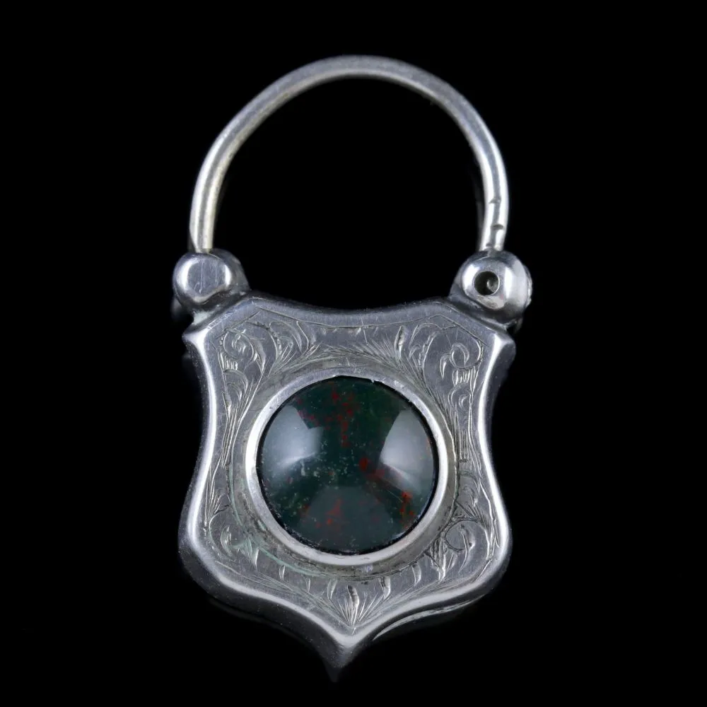 Antique Victorian Scottish Bracelet Agate Padlock Silver Circa 1860