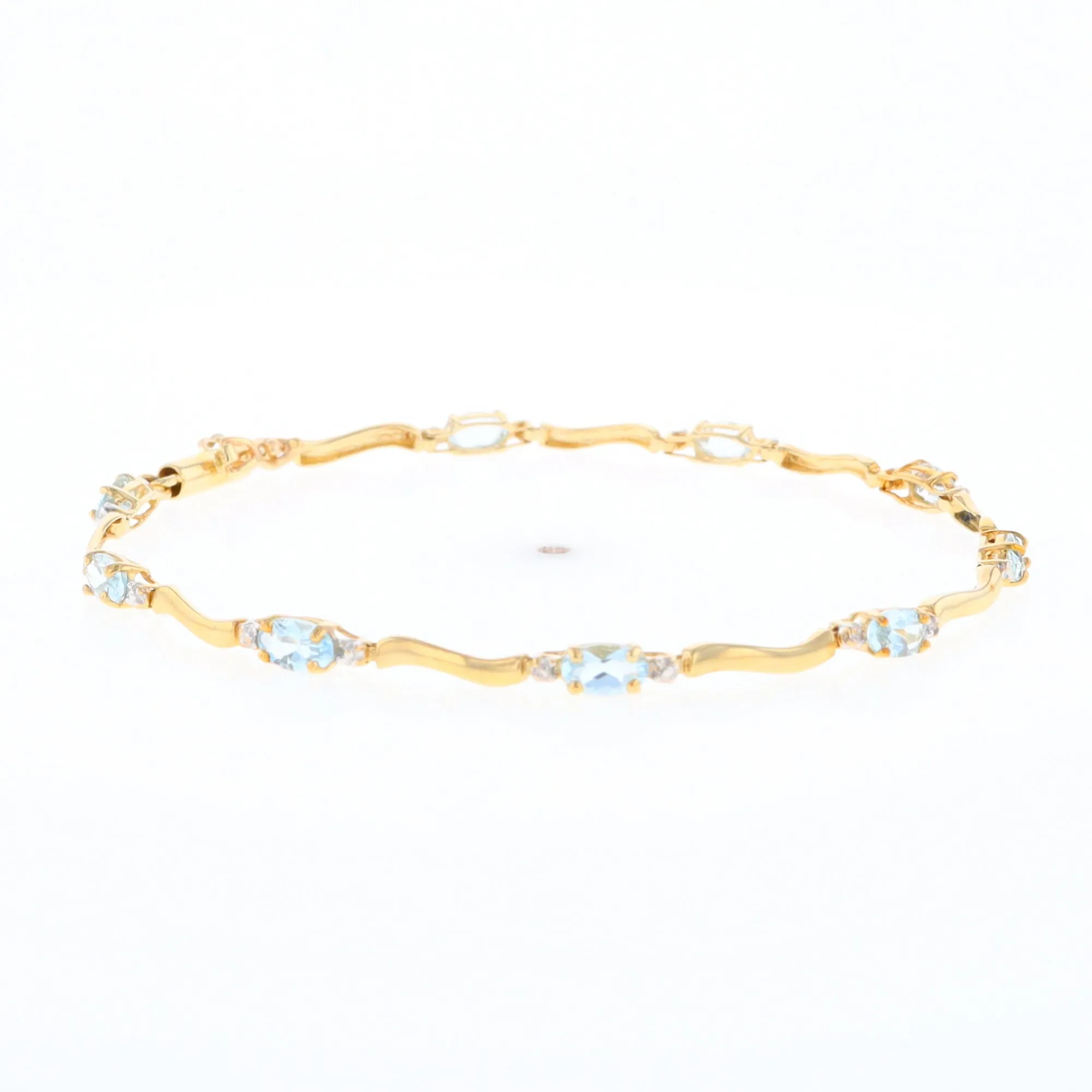 Aquamarine and Diamond Tennis Bracelet