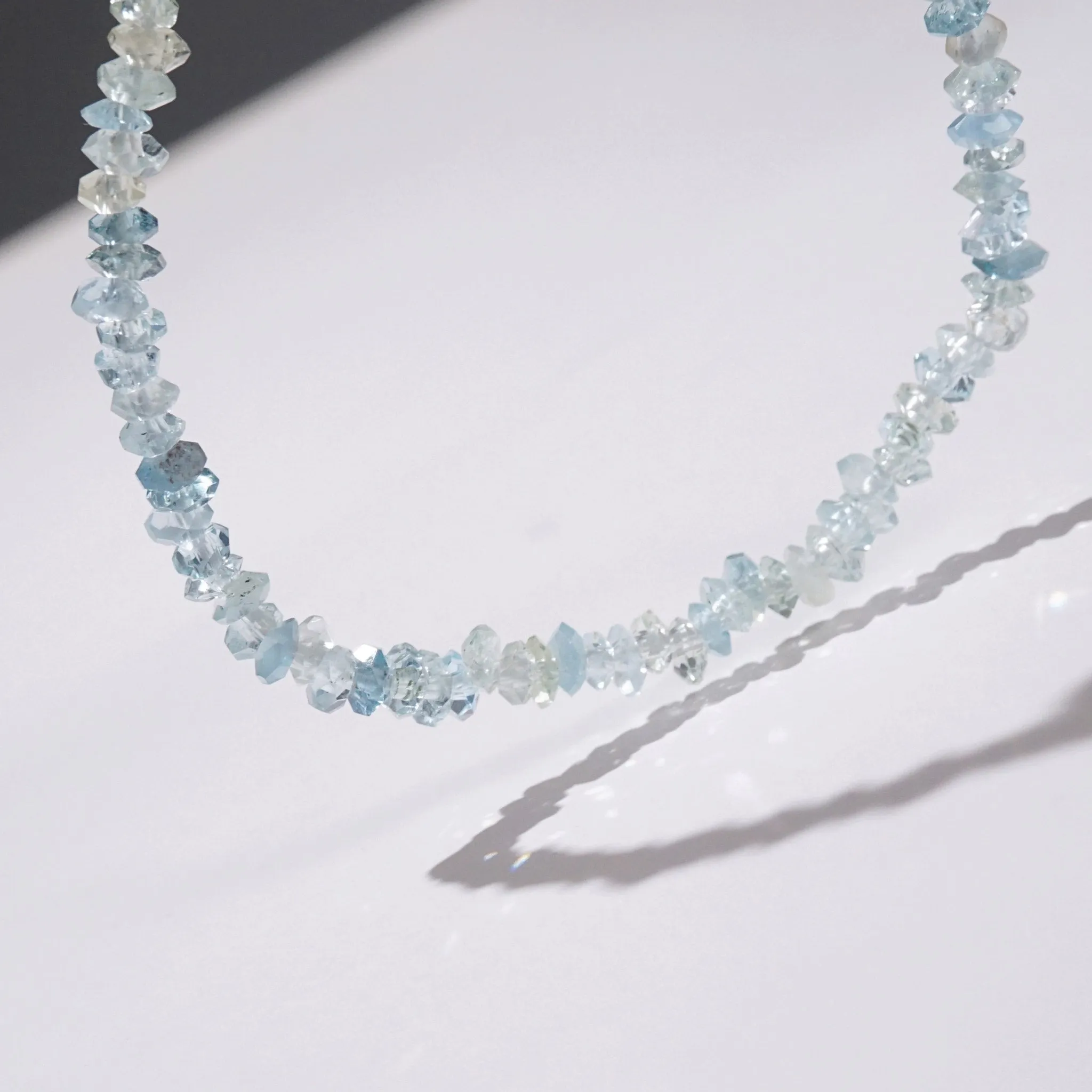 Aquamarine Point-Edge Faceted Rondelle