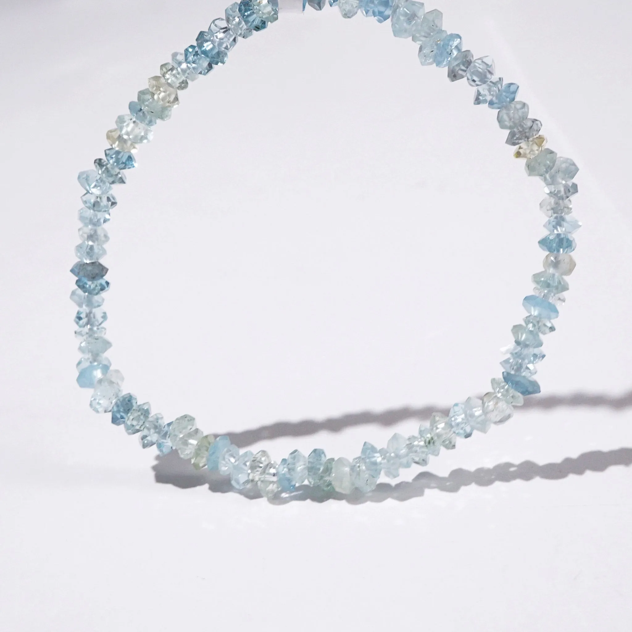 Aquamarine Point-Edge Faceted Rondelle