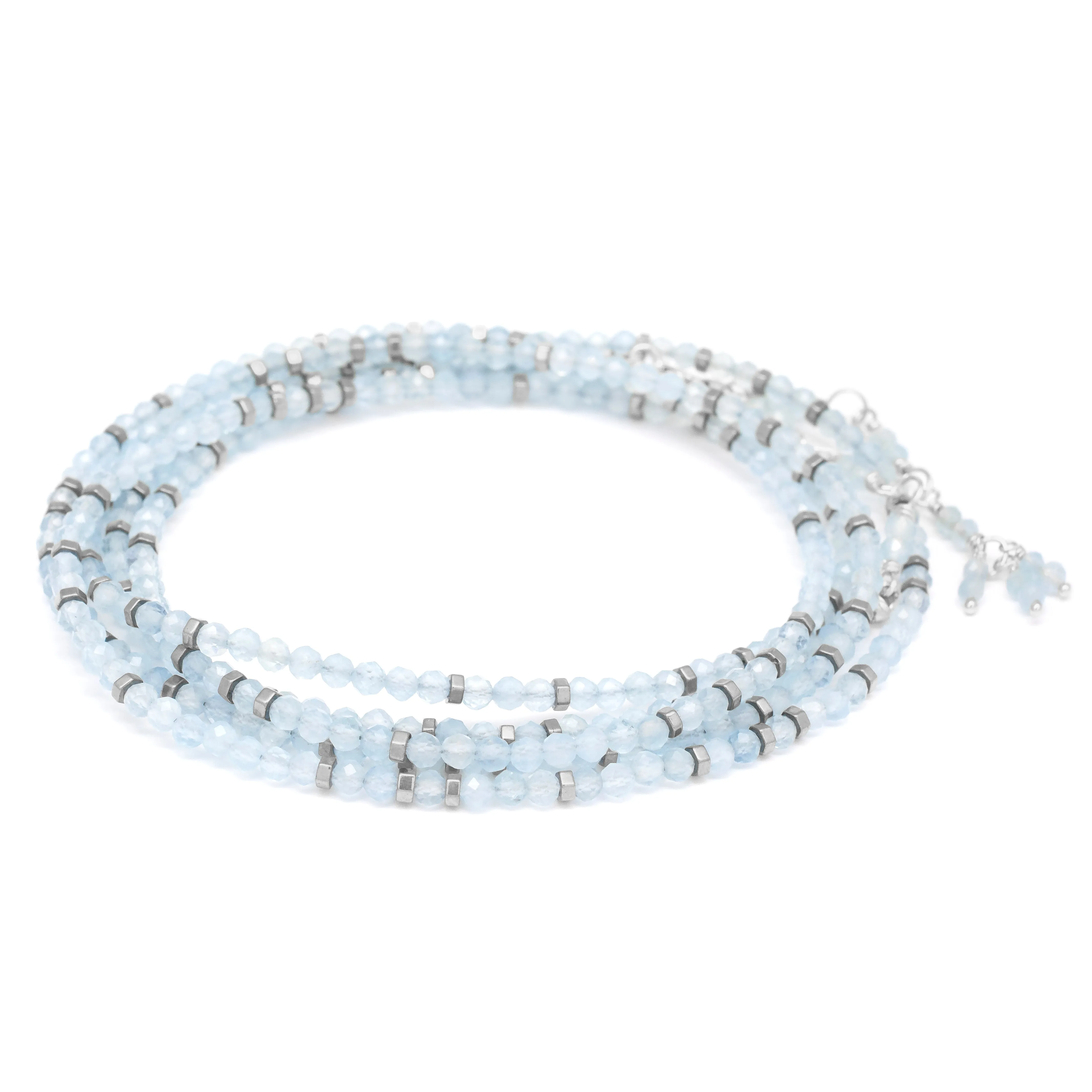Aquamarine Wrap Bracelet - Necklace