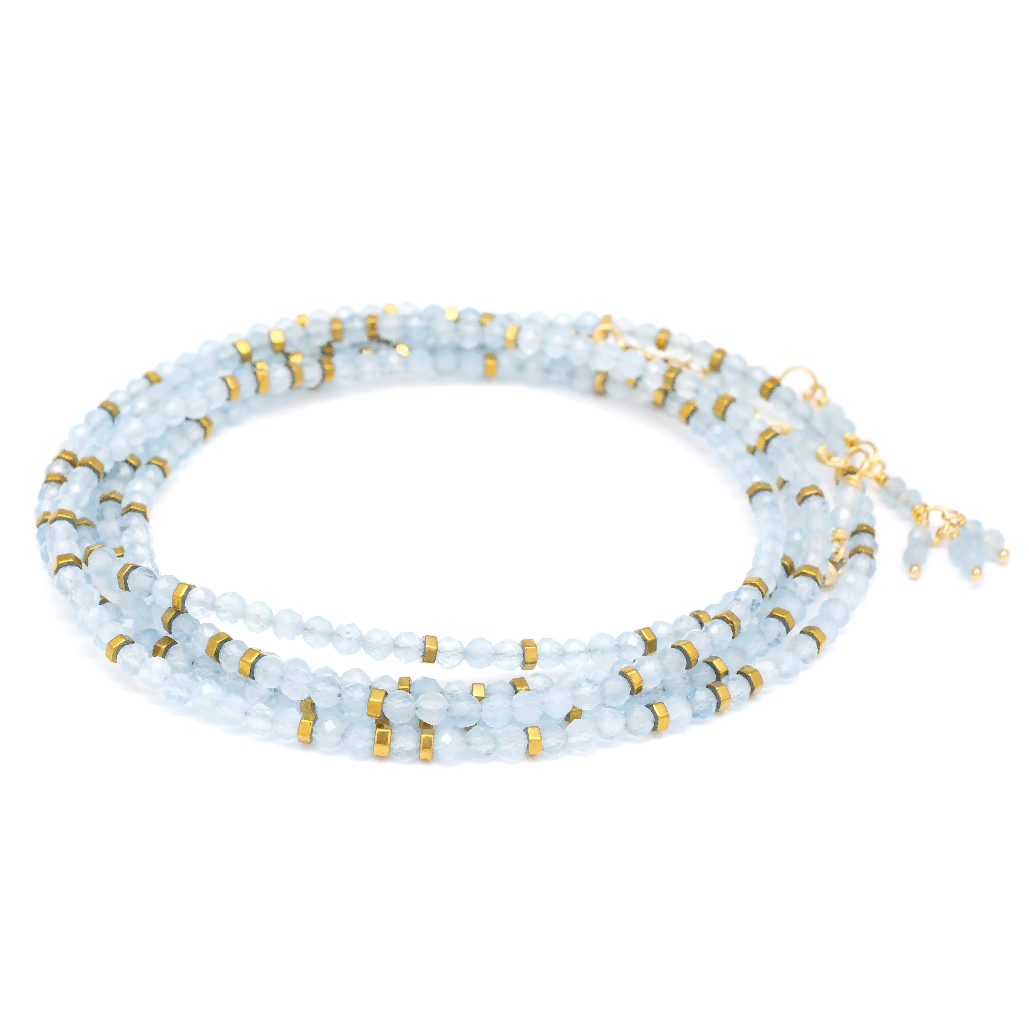 Aquamarine Wrap Bracelet - Necklace