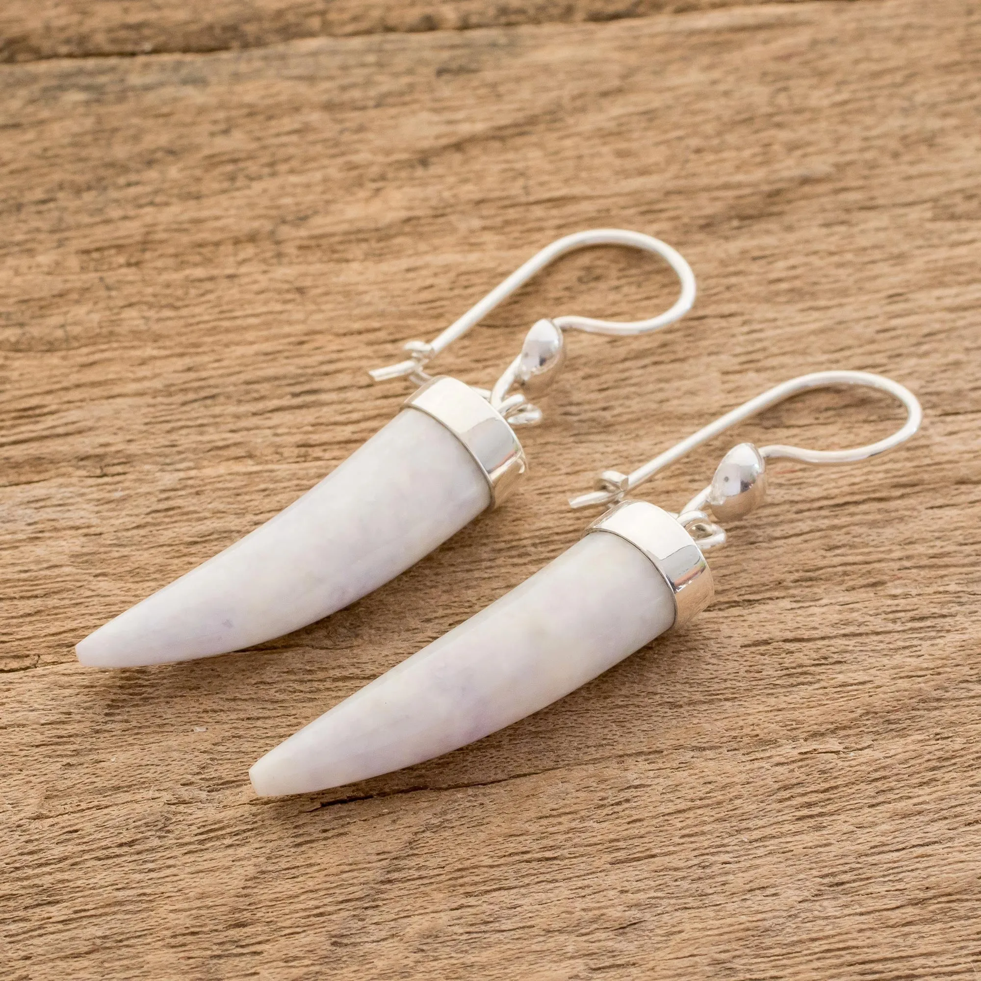 Artisan Crafted Lilac Jade Dangle Earrings - Forest Cat | NOVICA