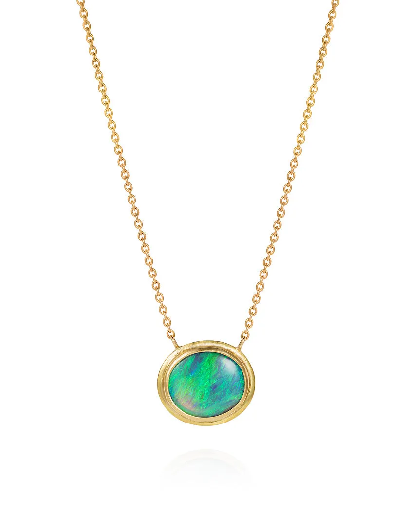 Australian Boulder Opal Engraved Necklace