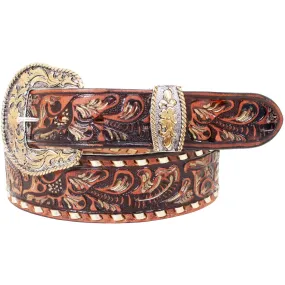 B940 - Brown Vintage Fancy Painted Belt