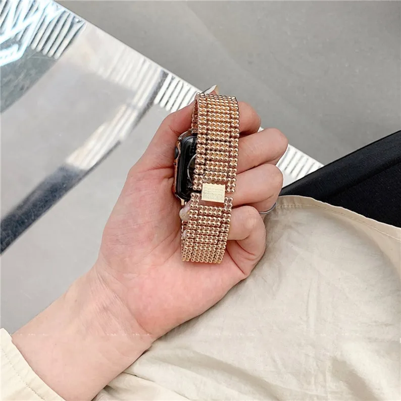 Balls Gold Apple Watch Band, iwatch Luxury Band 38mm 40mm 42mm 44mm, Women Men Black Watch Strap, Apple Watch Strap Series 1 2 3 4 5 6 SE